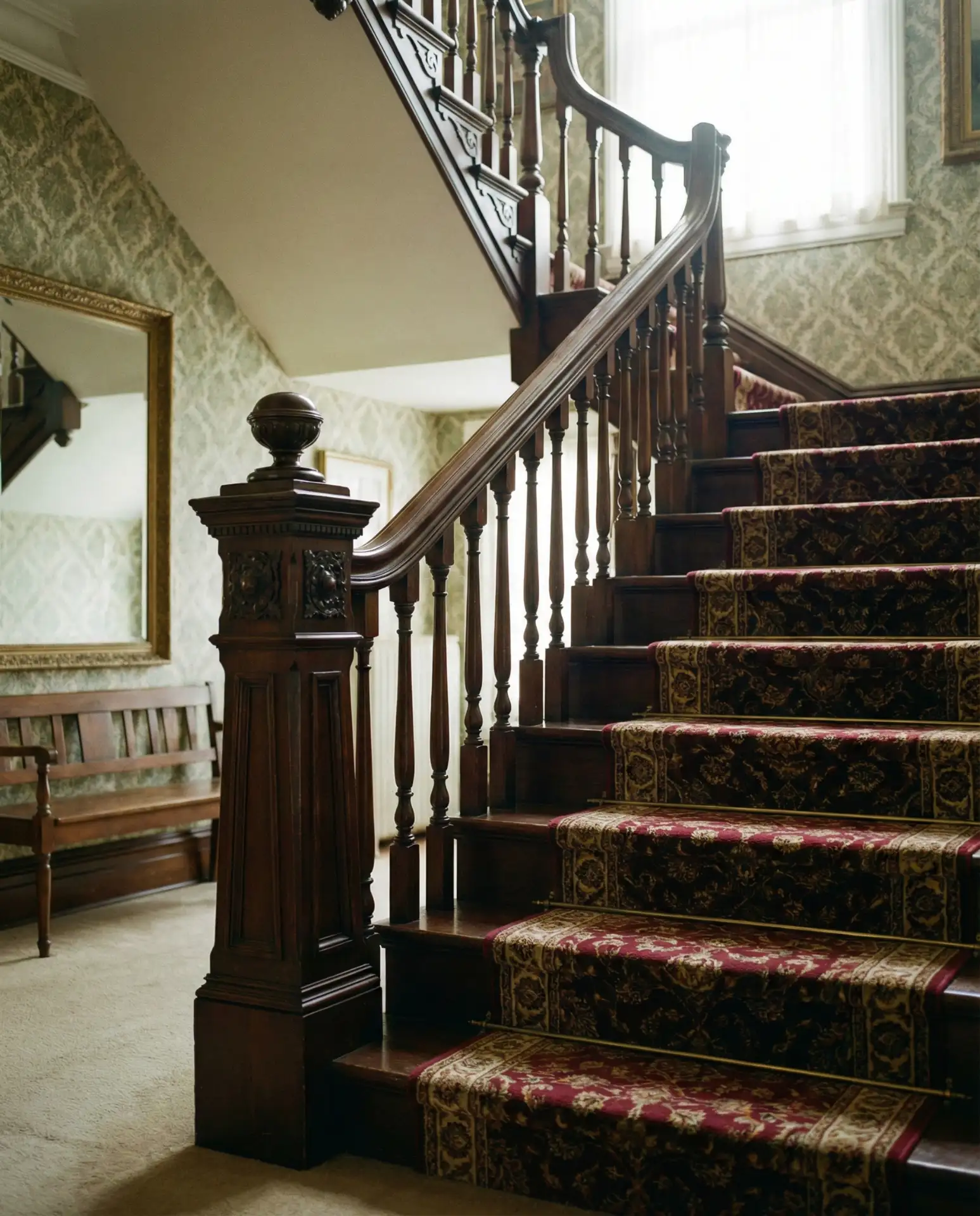 Victorian Staircase with Ornate-Newel Post 1