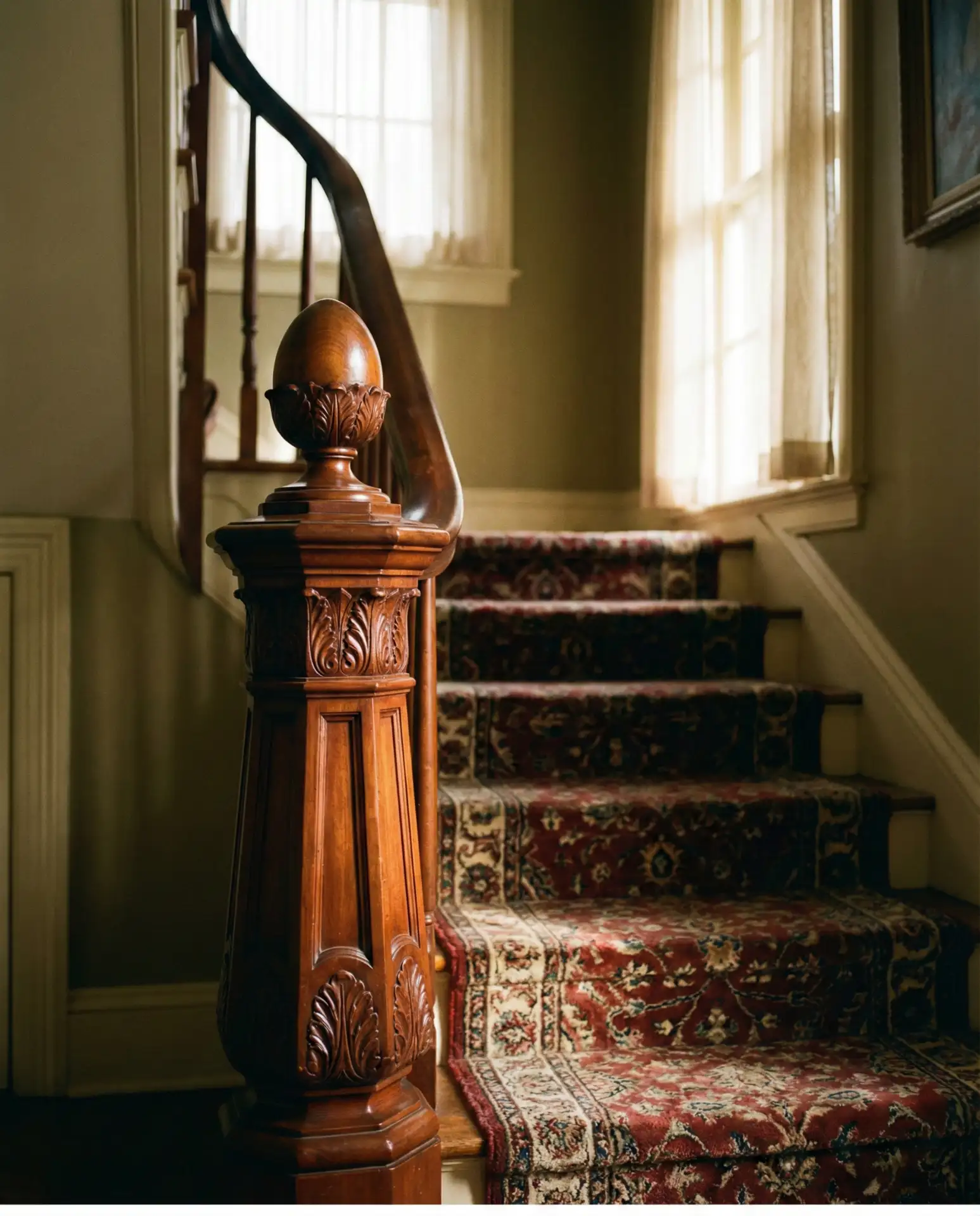 Victorian Staircase with Ornate Newel Post 2