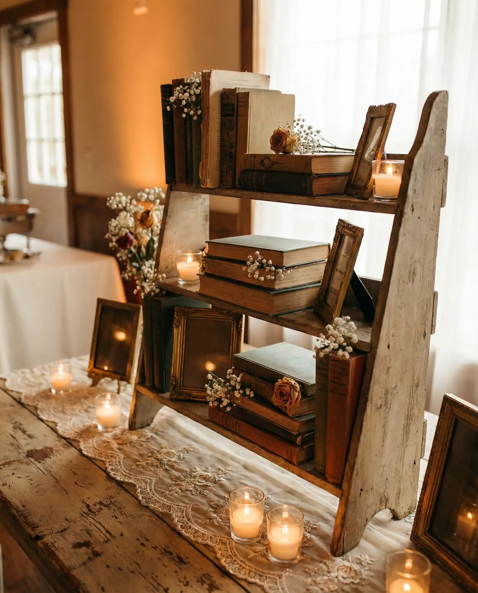 Vintage Book Centerpieces for Literary Romance 2