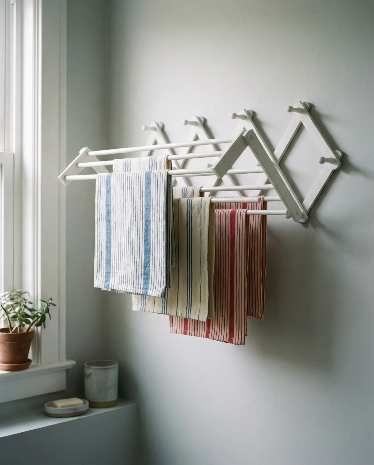Wall-Mounted Drying Rack That Folds Flat 2