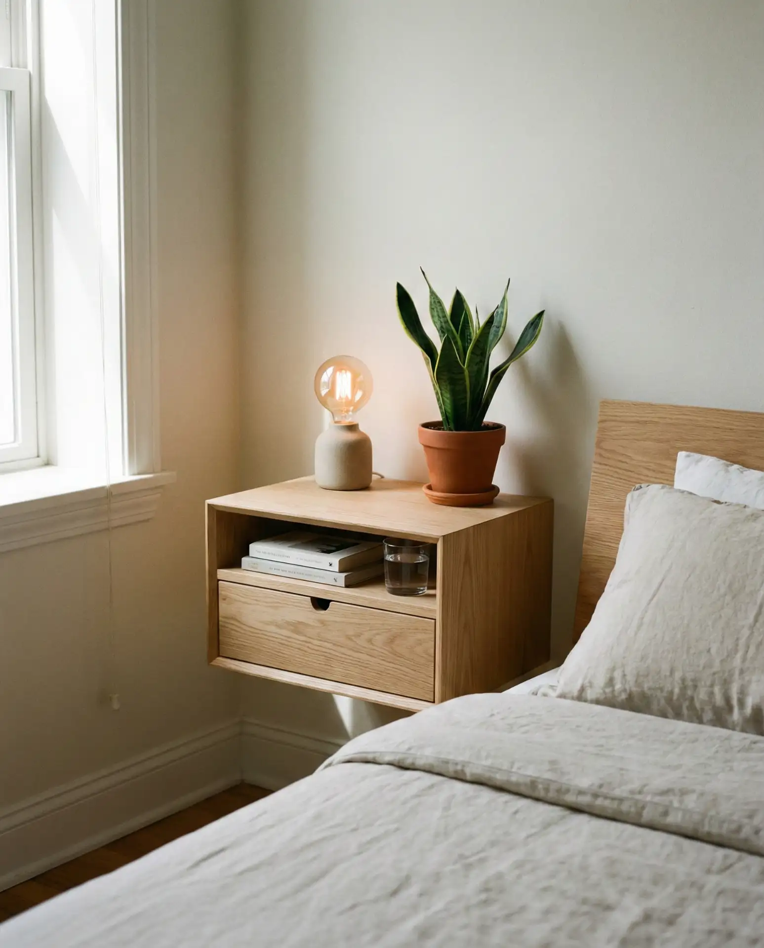 Wall-Mounted Nightstands to Free Up Floor Space 2