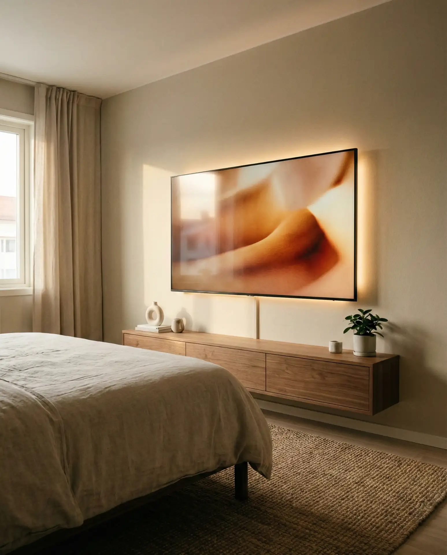 Wall-Mounted TV to Free Up Surface Area 1