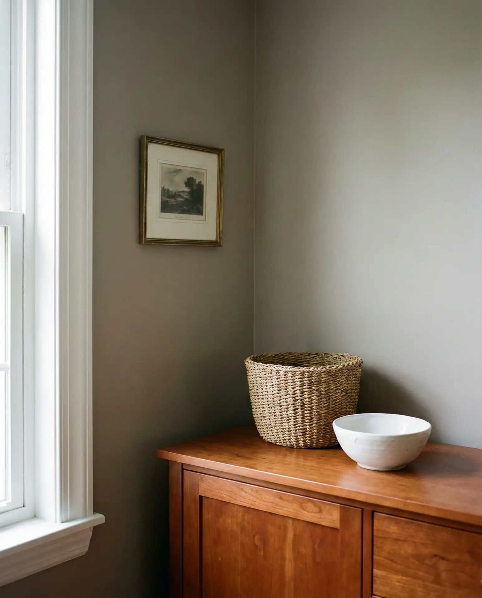 Warm Gray Walls with Cherry Cabinets 2