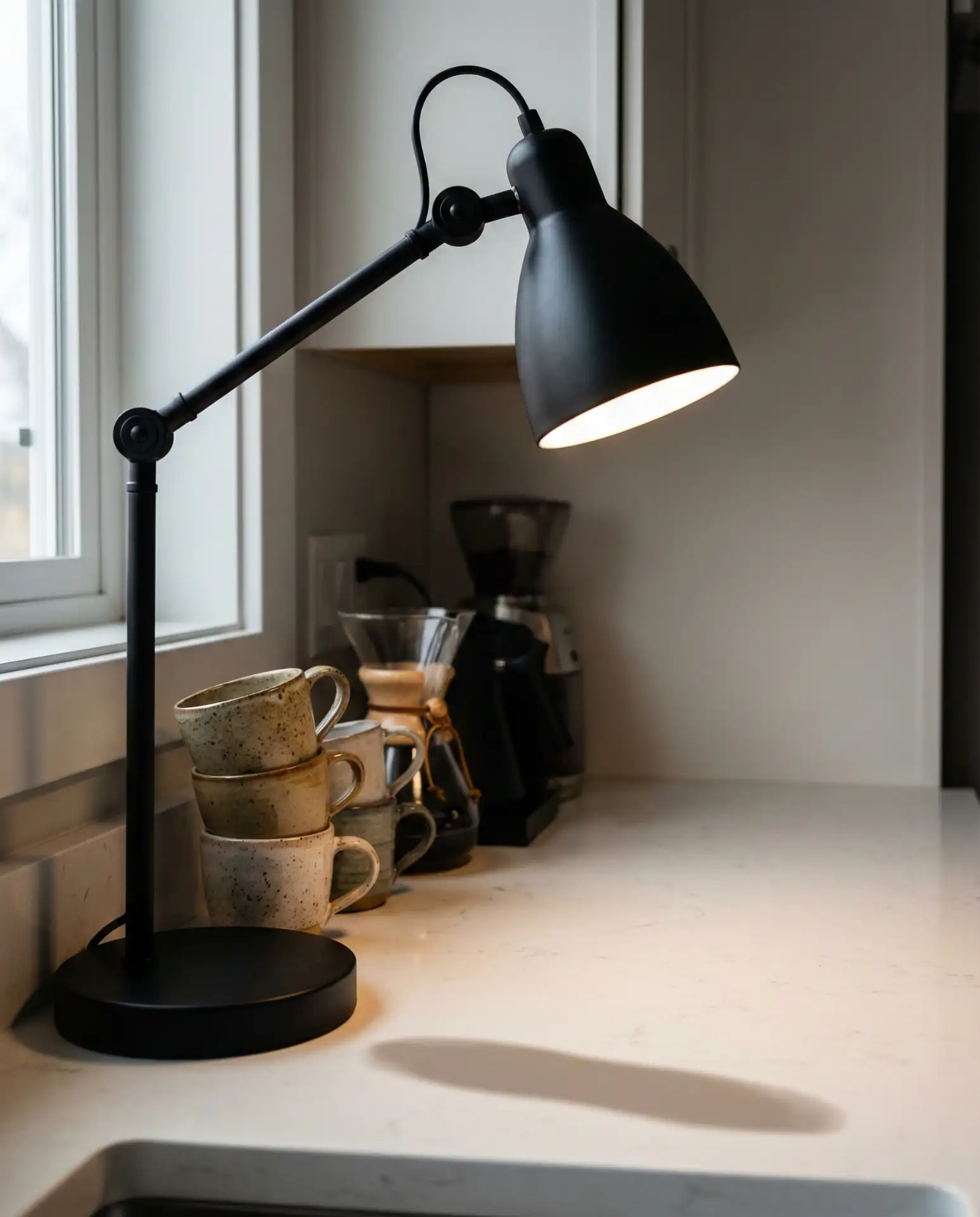 Warm Task Lamp Over a Corner Coffee Station 2