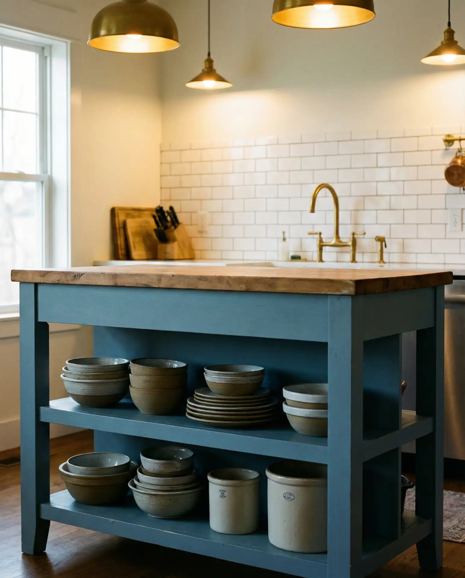 Weathered Blue Kitchen Island 2