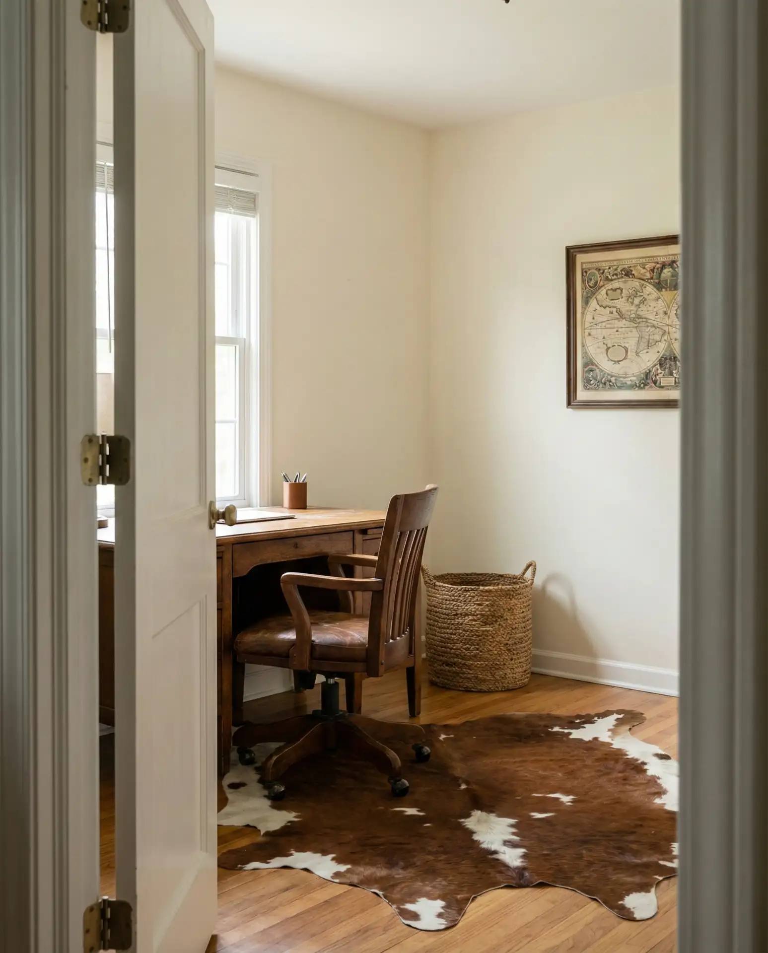Western Home Office with Leather Chair and Wood Desk 2