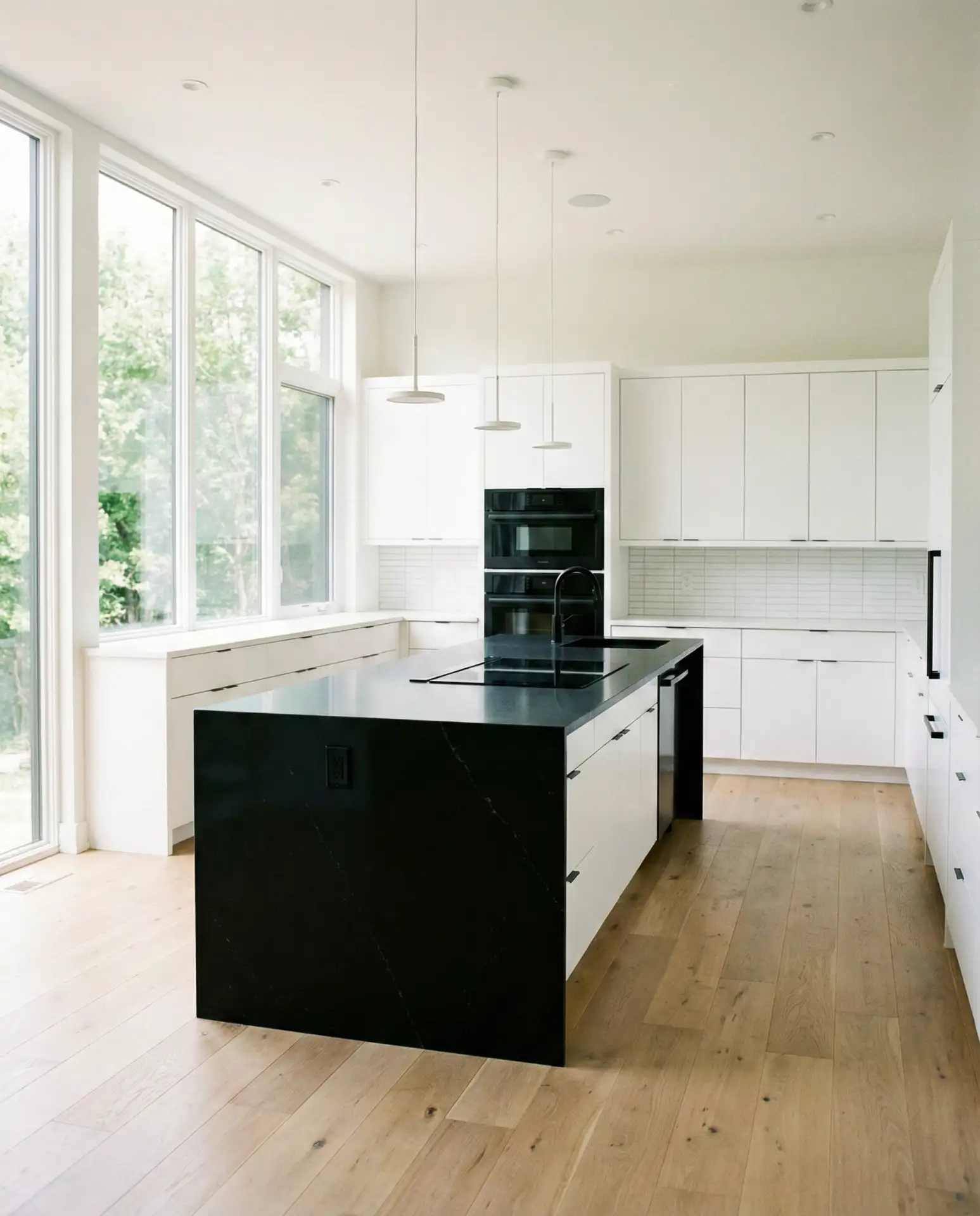 White Cabinets with Black Island 2