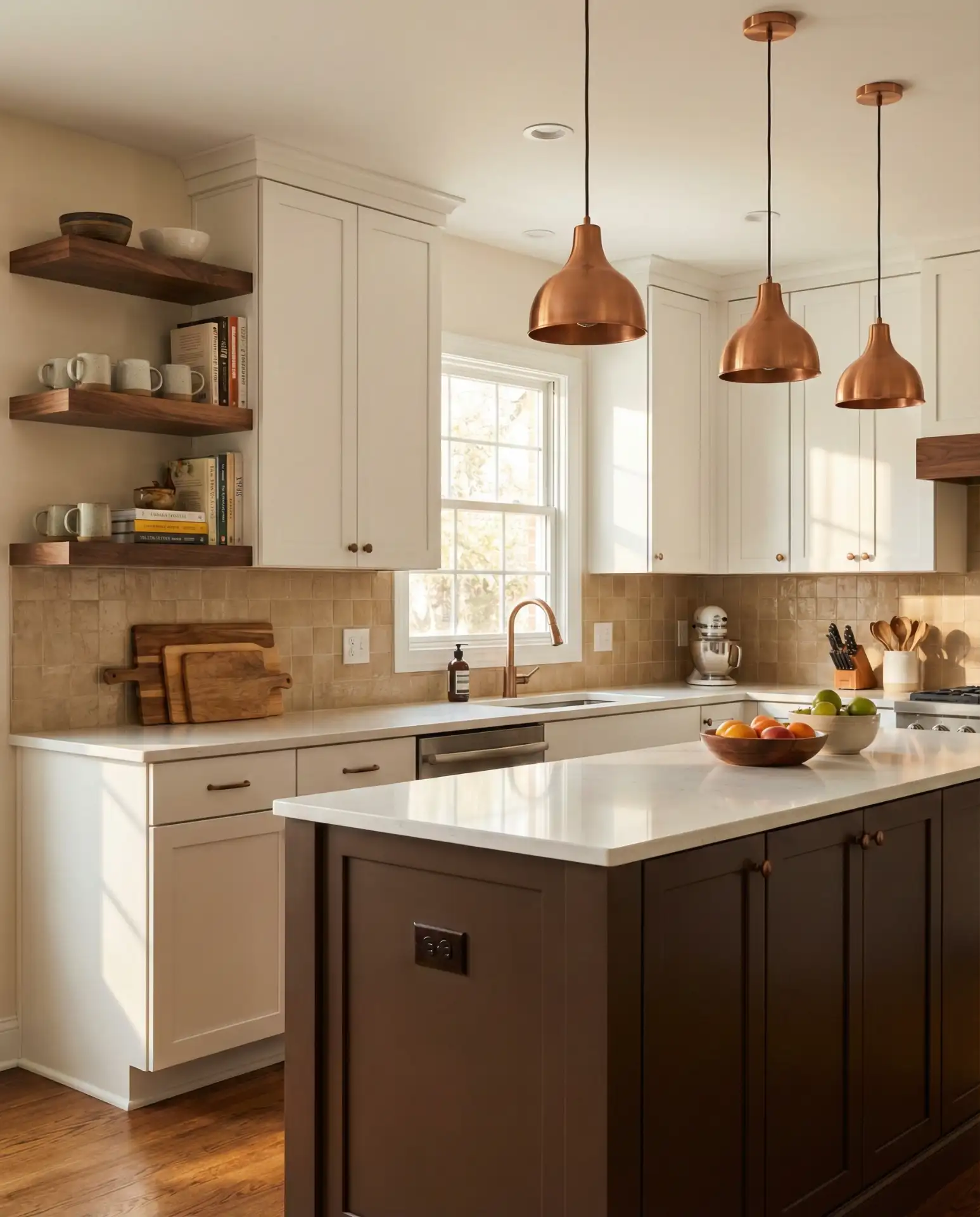 White Cabinets with Brown Tones 1