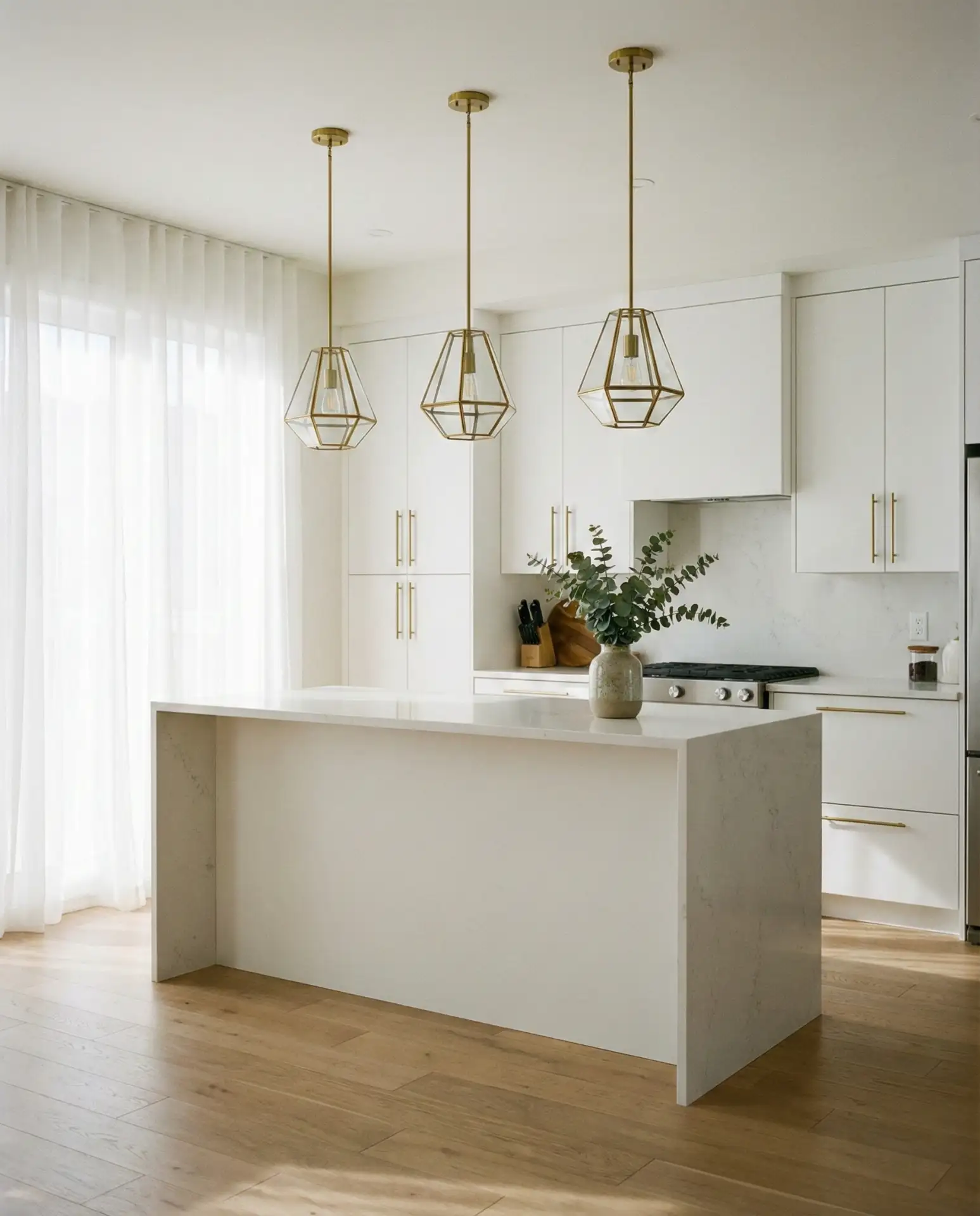 White Cabinets with Gold Hardware 1