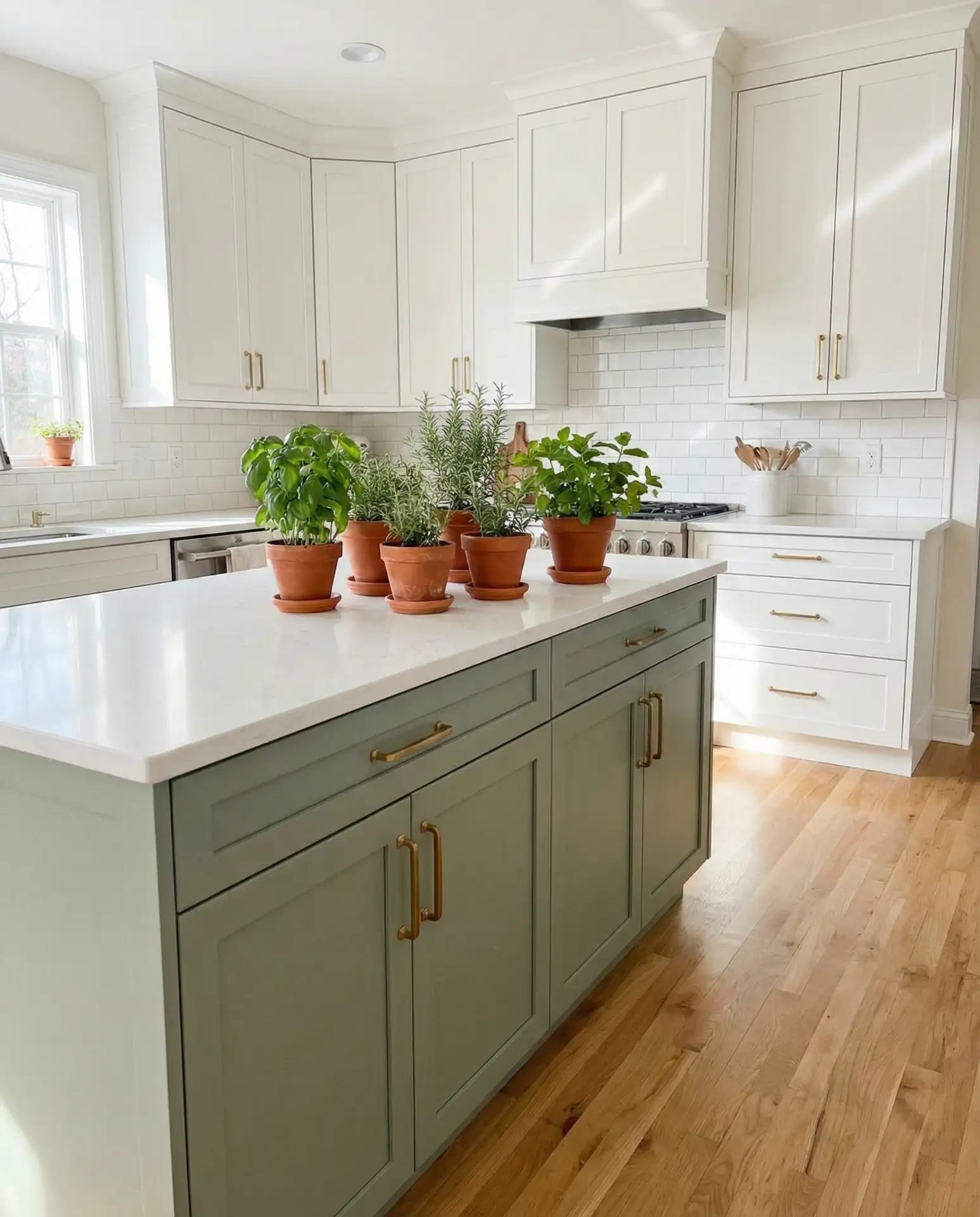 White Cabinets with Green Accents 2