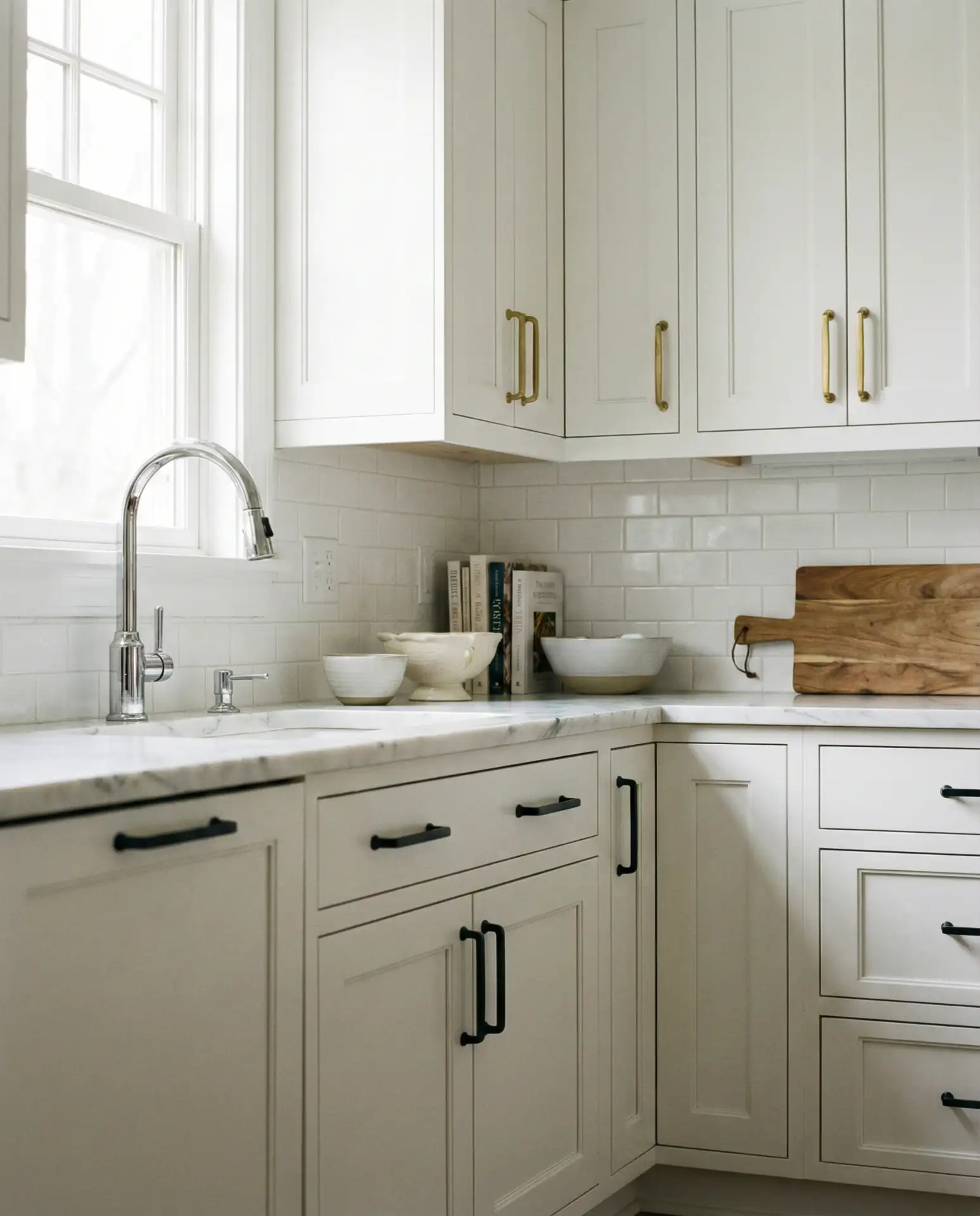 White Cabinets with Mixed Metals 1