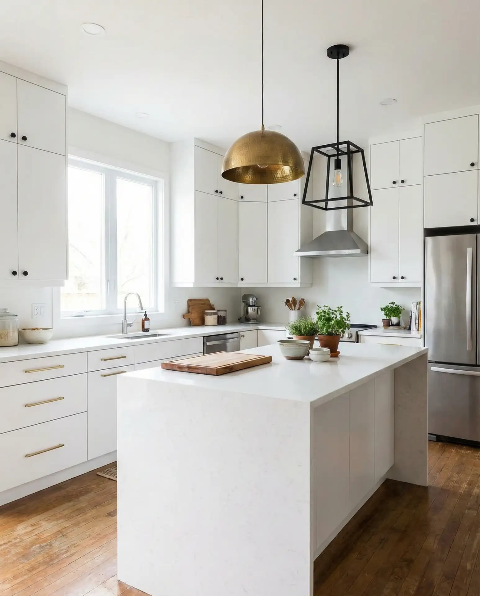 White Cabinets with Mixed Metals 2