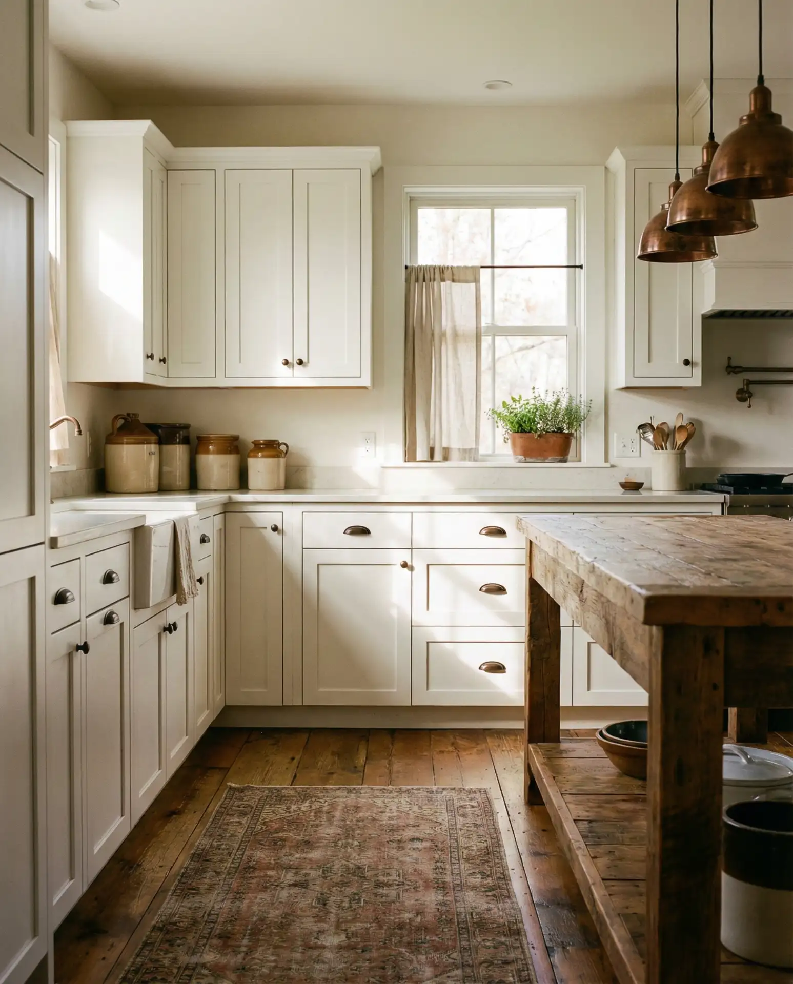 White Cabinets with Rustic Touches 1