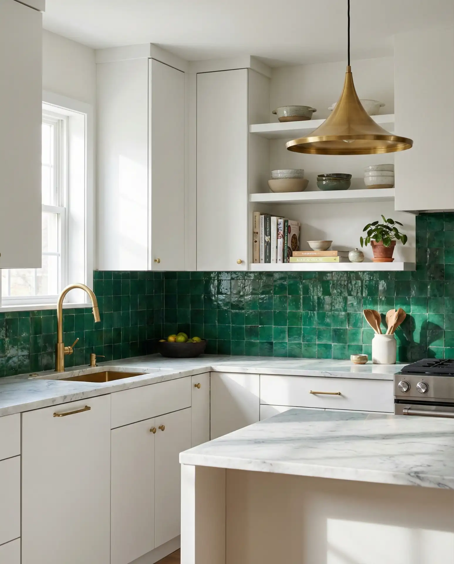 White Cabinets with Statement Backsplash 2