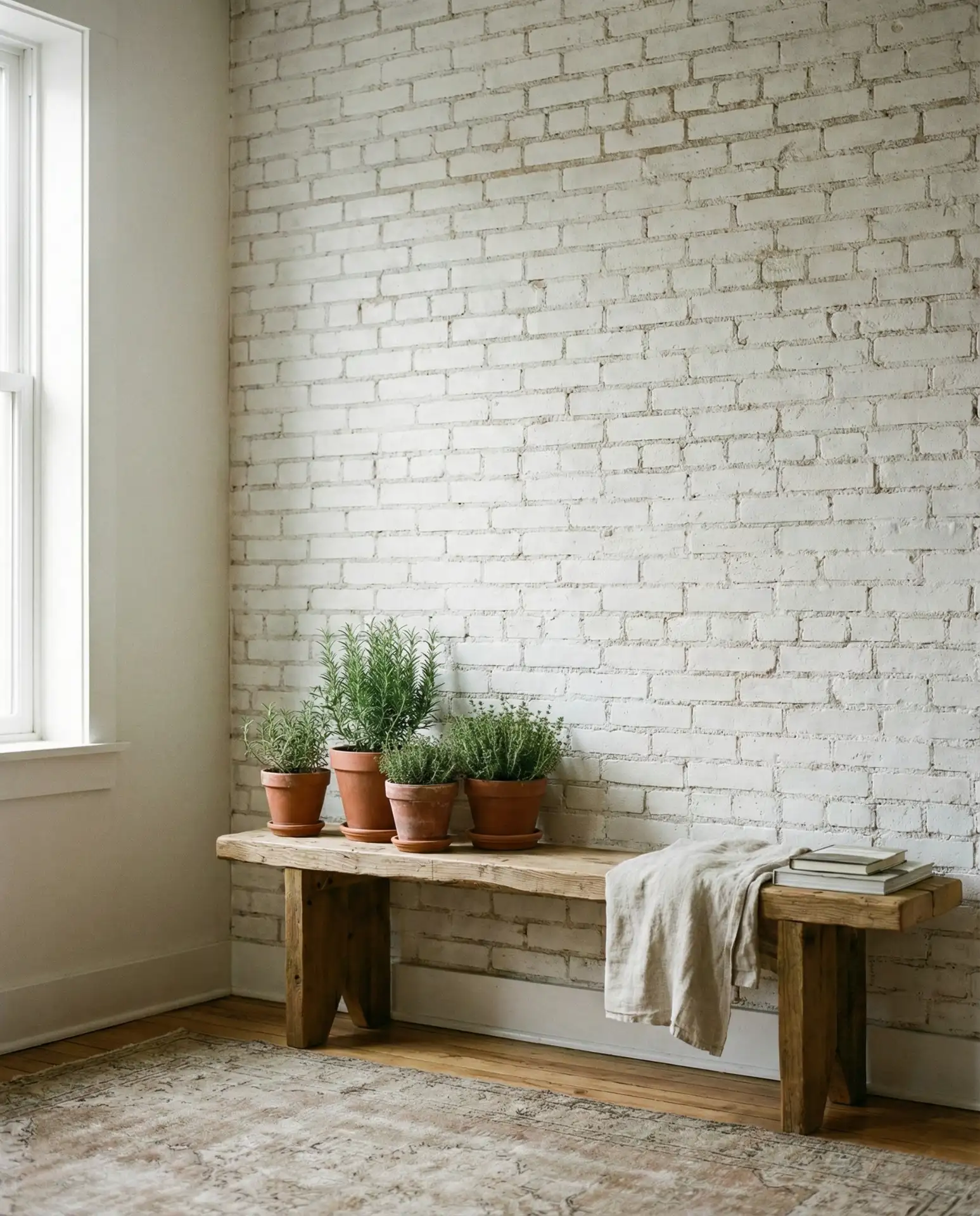 Whitewashed Brick Accent Wall 1