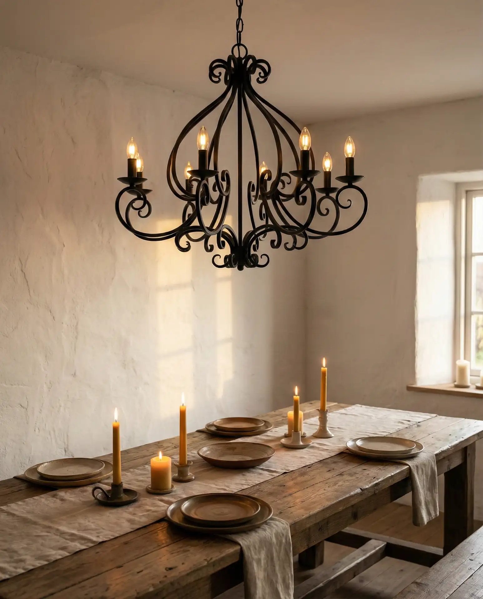 Wrought Iron Chandeliers Over Dining Tables 2