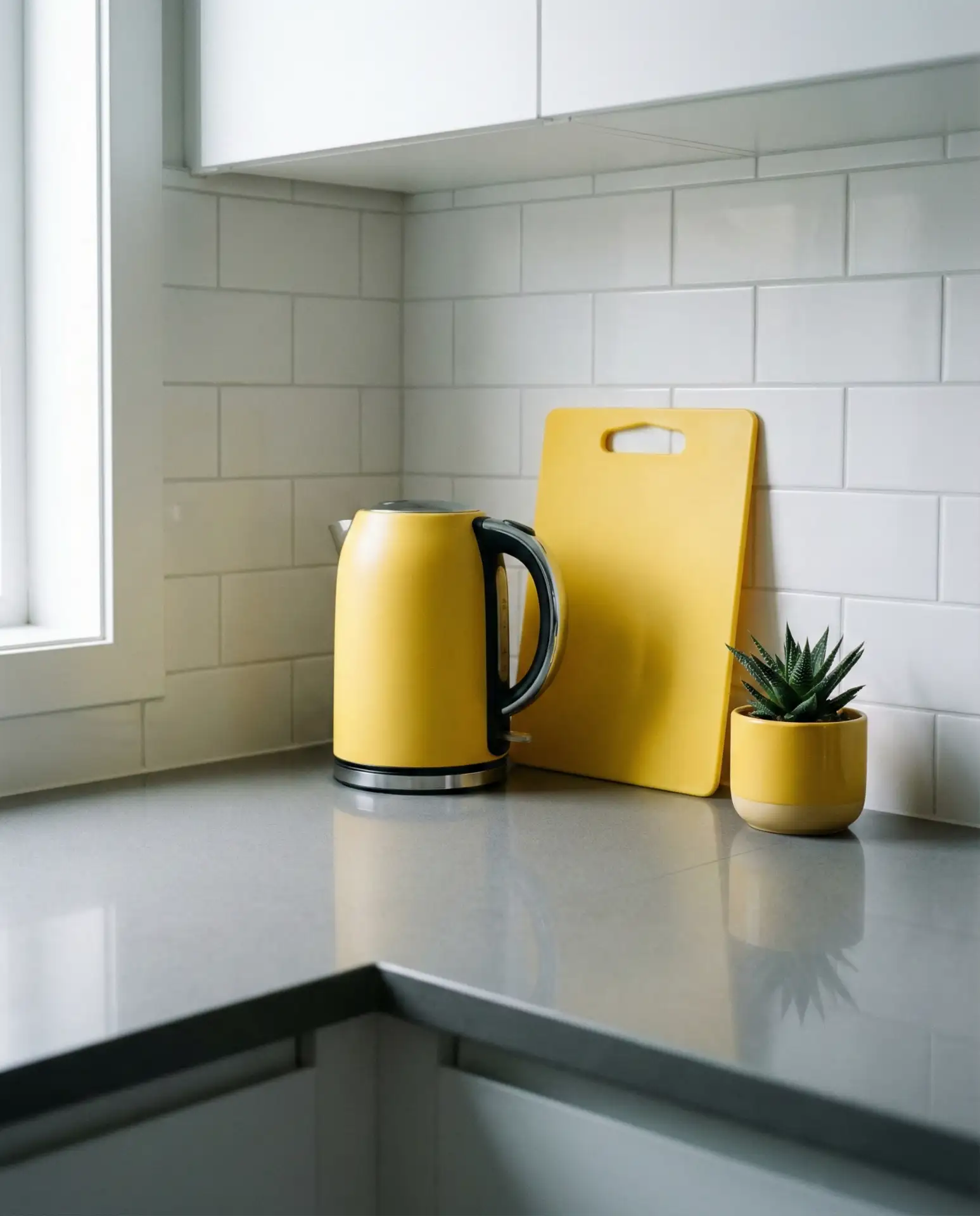 Yellow Accessories in a Neutral Kitchen 2