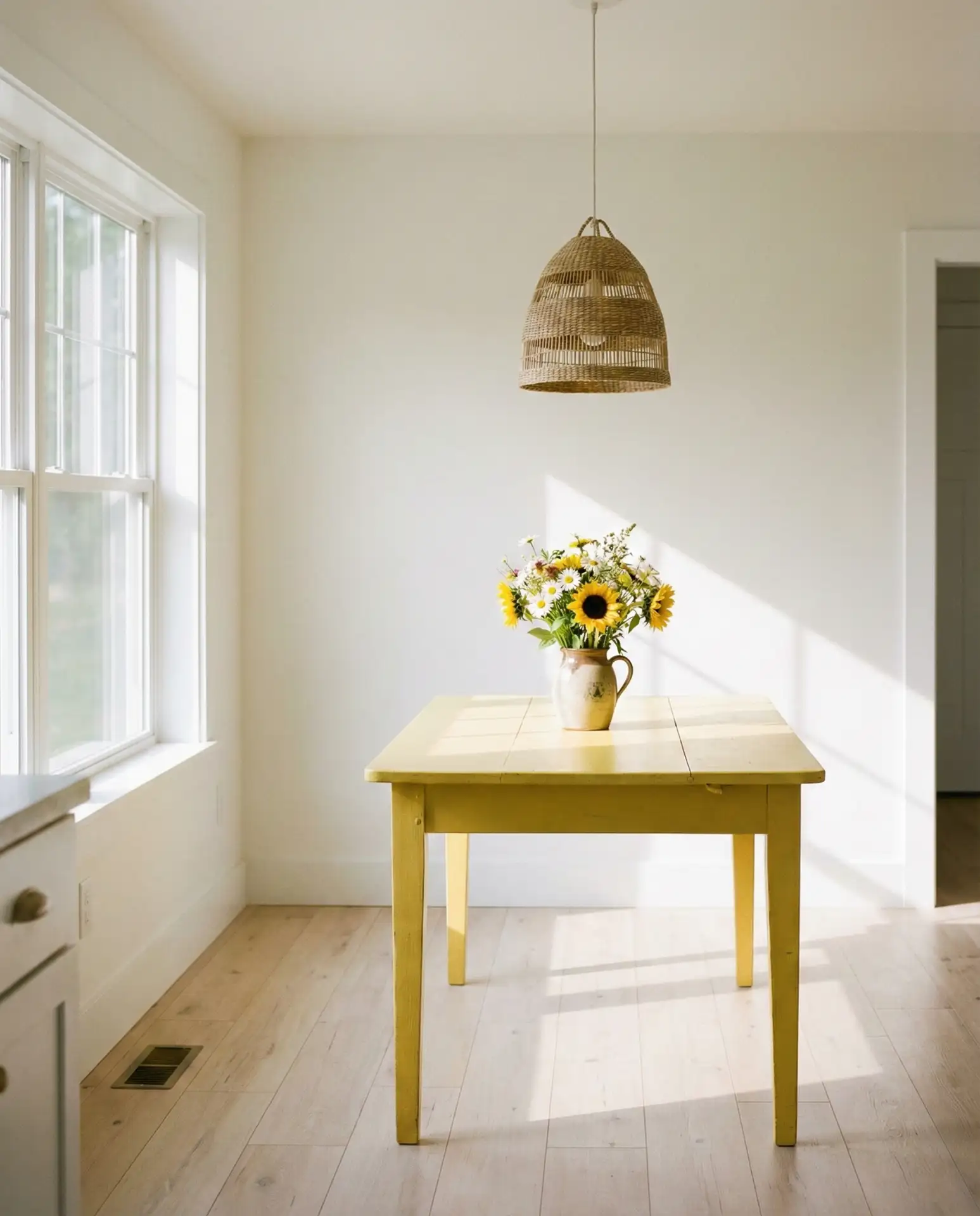 Yellow Kitchen Table in a Neutral Space 2