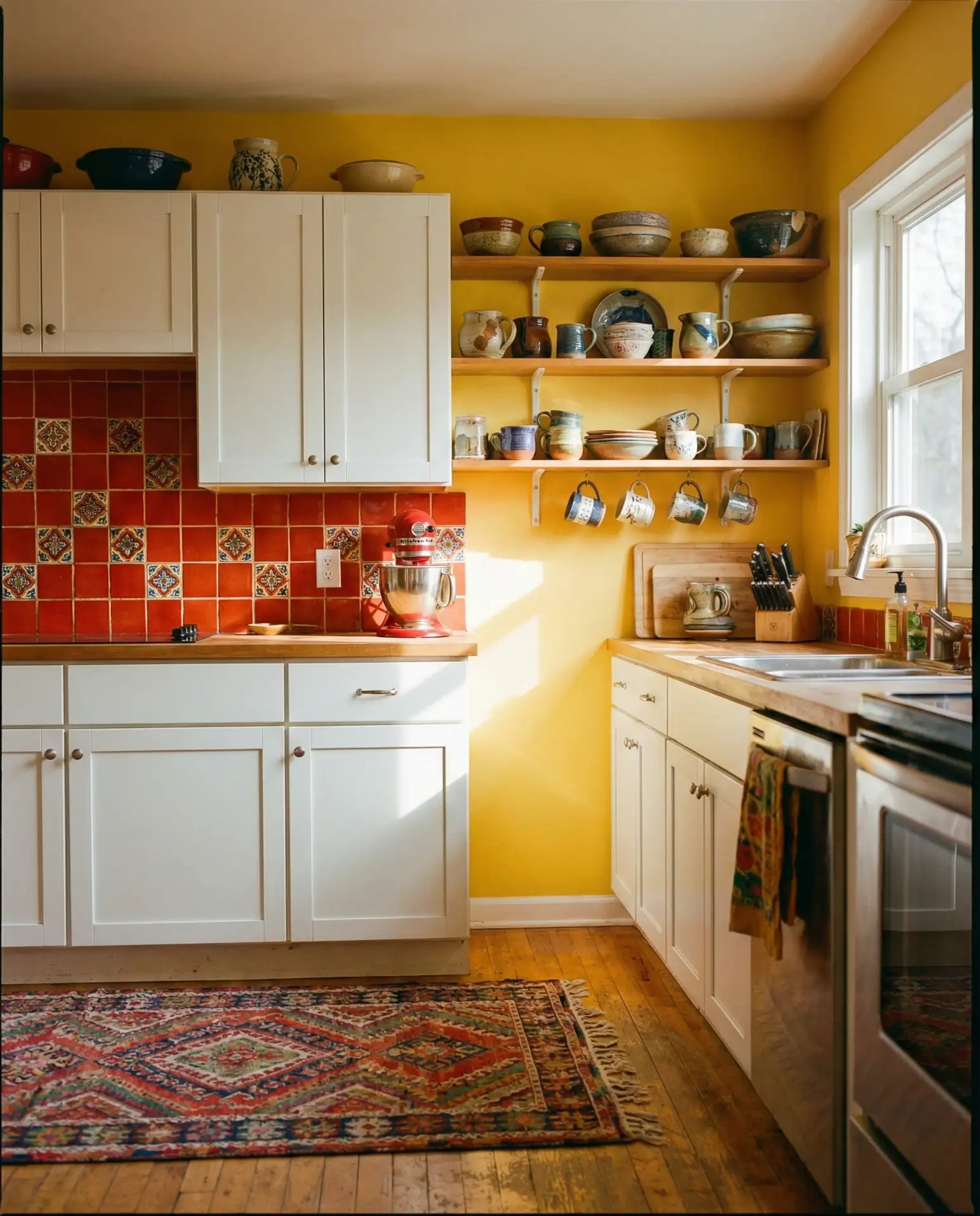 Yellow and Red Warm Eclectic Kitchen 1