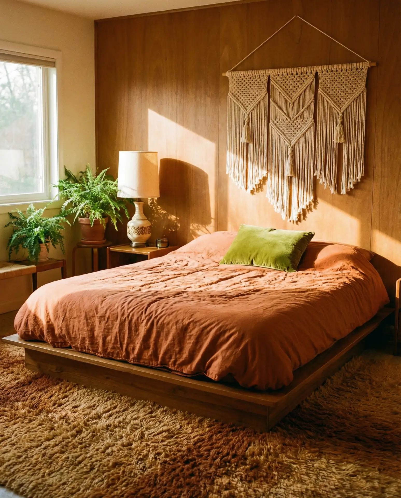70s Retro Bedroom With Warm Earth Tones 1