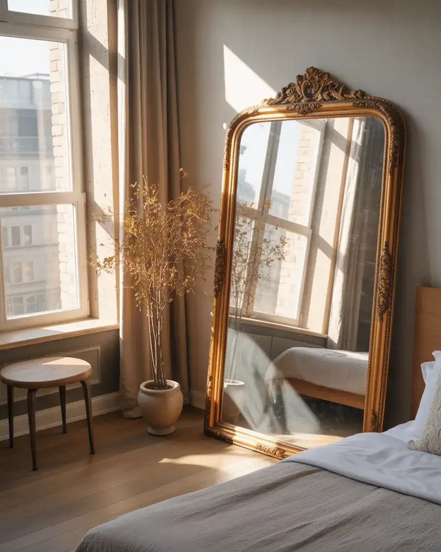 Add a Vintage Mirror to Expand a Small Room 2