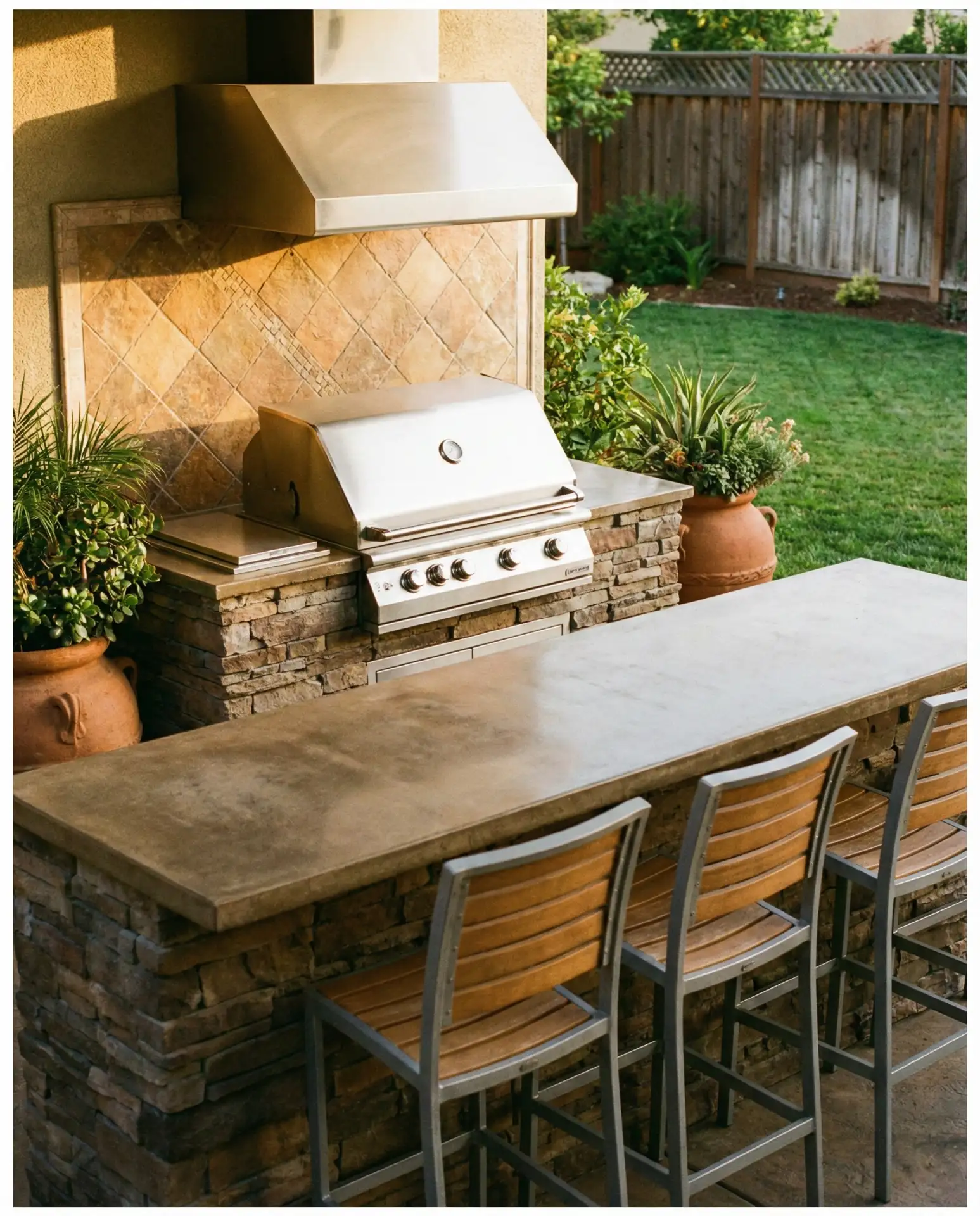 Backyard BBQ Station with Bar Seating 1