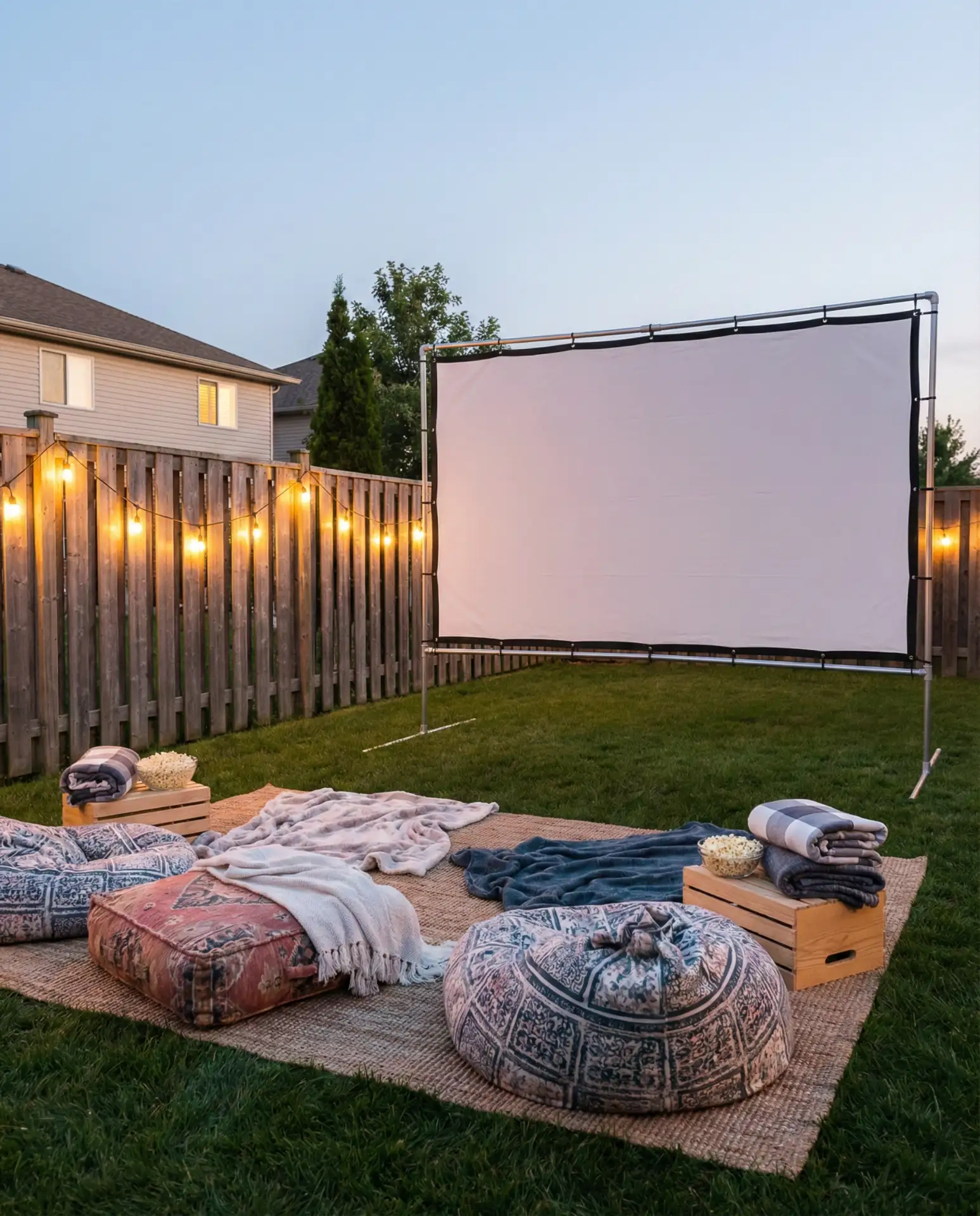 Backyard Movie Night Setup 1