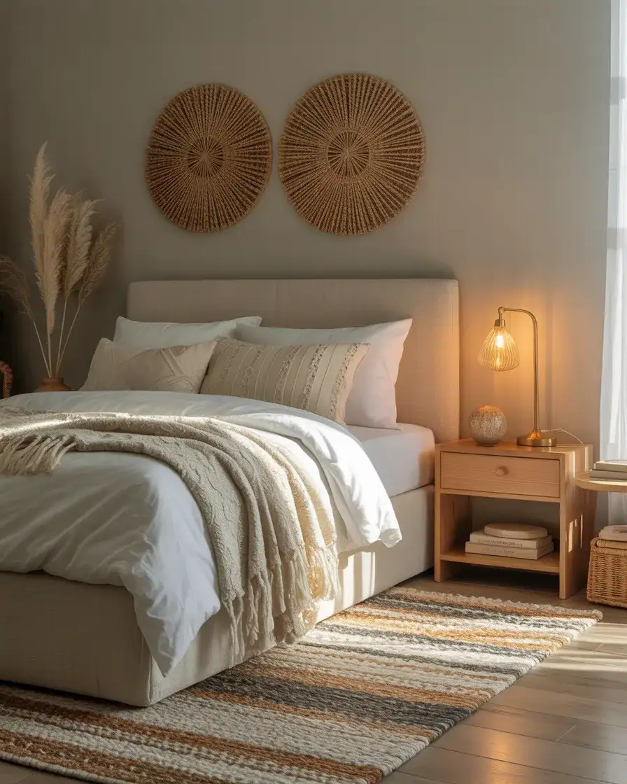 Beige and Grey Bedroom with Warm Neutral Layering 1