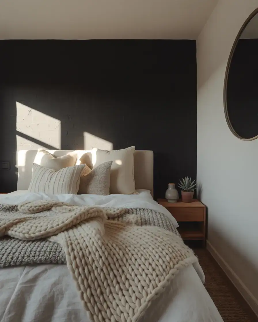 Black Accent Wall in a Small Bedroom 1