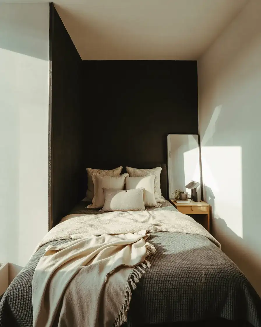 Black Accent Wall in a Small Bedroom 2