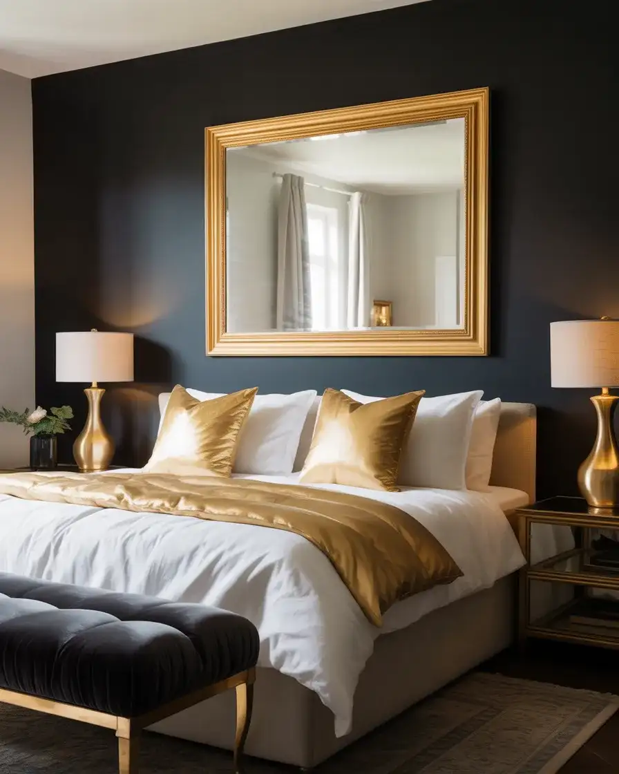 Black Accent Wall with Brass and Gold Accents 1