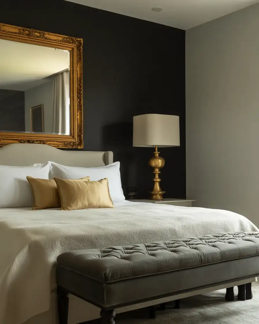 Black Accent Wall with Brass and Gold Accents 2