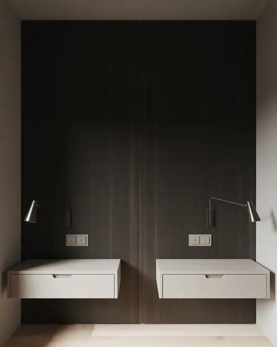 Black Accent Wall with Floating Nightstands 2