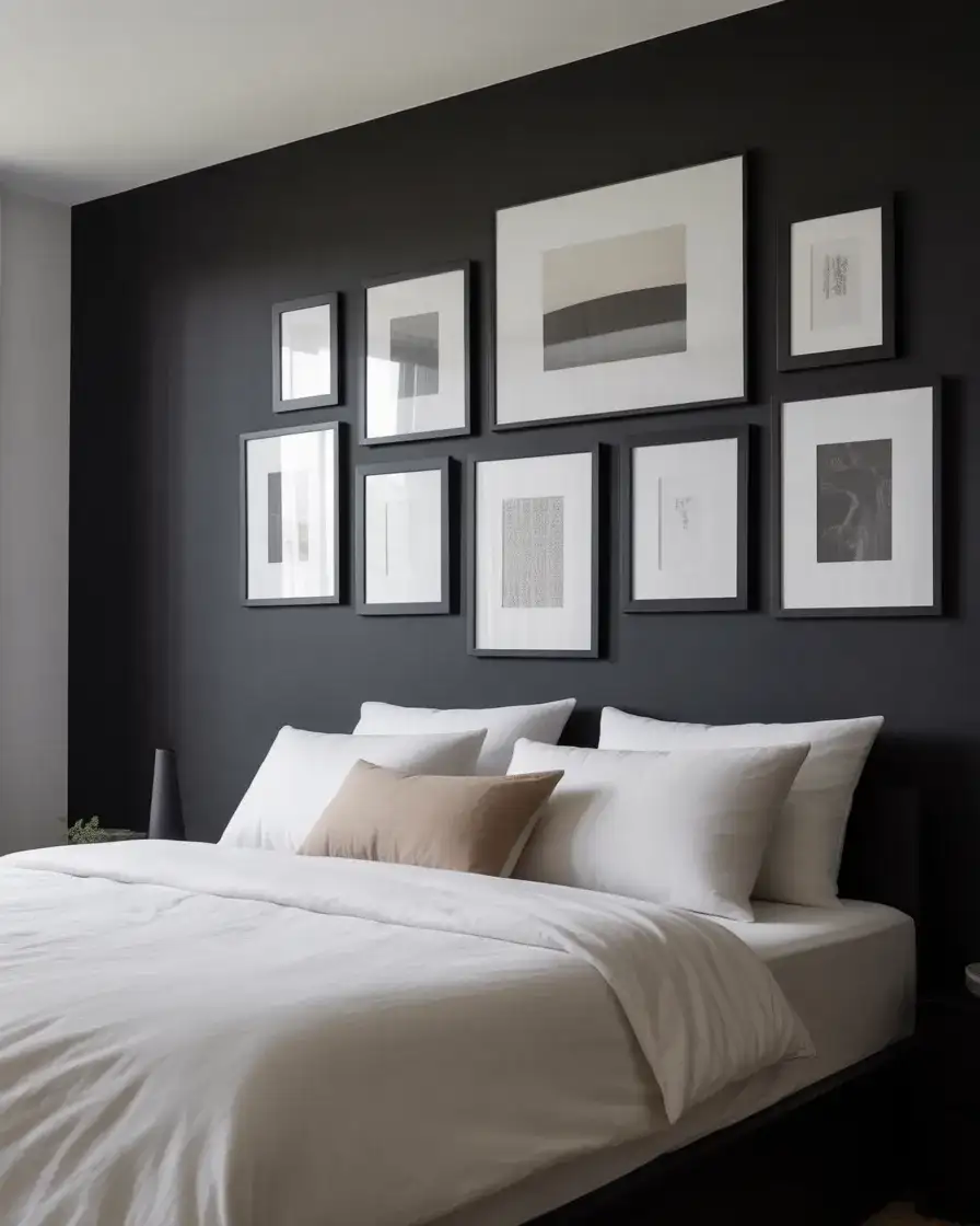 Black Accent Wall with Gallery of Framed Art 1