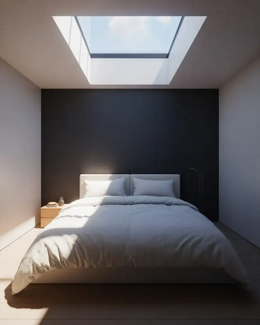 Black Accent Wall with Natural Light and Skylights 2