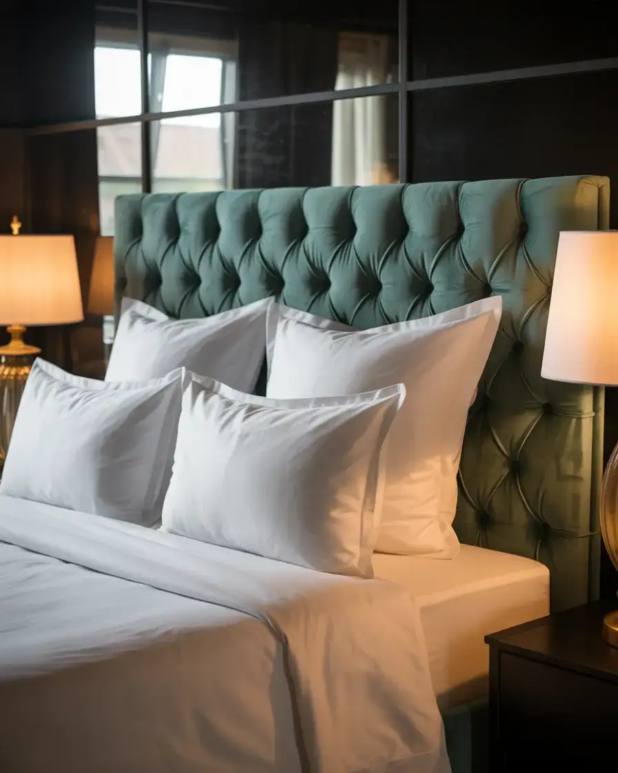 Black Accent Wall with Velvet Upholstered Headboard 2