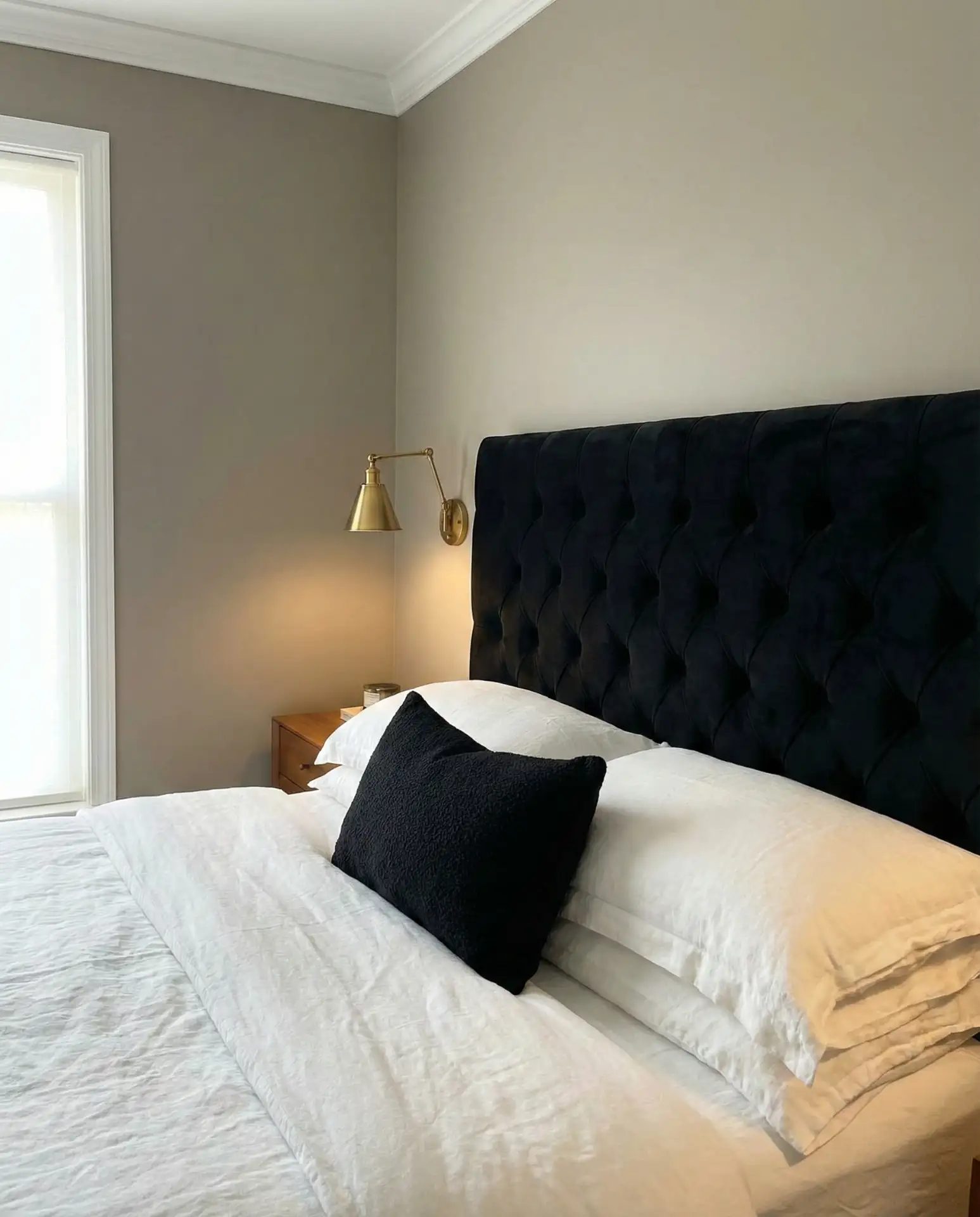 Black Headboard with Light Neutral Walls 2