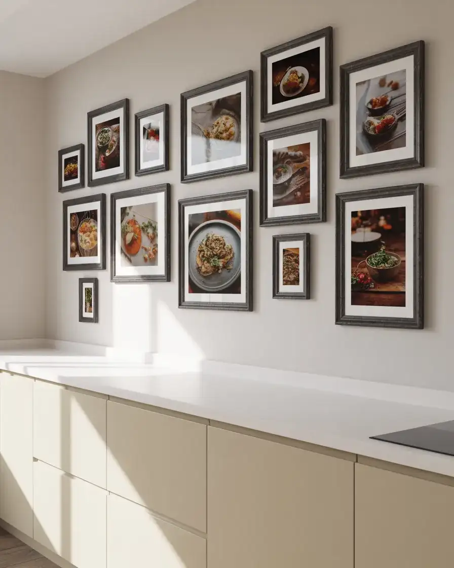 Black Picture Frames in a White Kitchen Gallery Wall 2