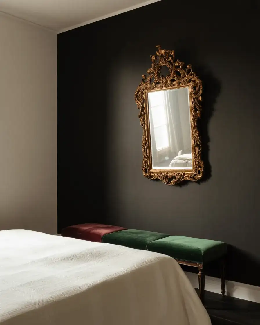 Black Wall with Vintage or Antique Mirrors 2