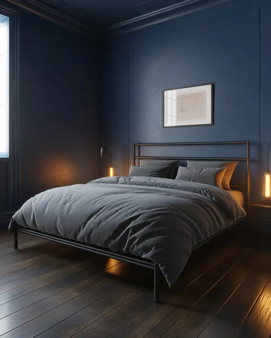 Black and Blue Dramatic Bedroom for Adults 2