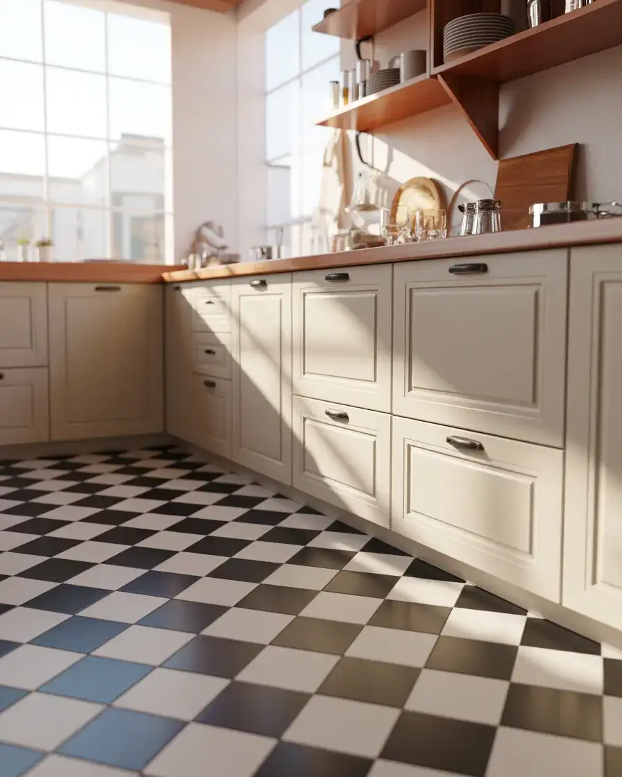 Black and White Checkered Floor Tiles 1