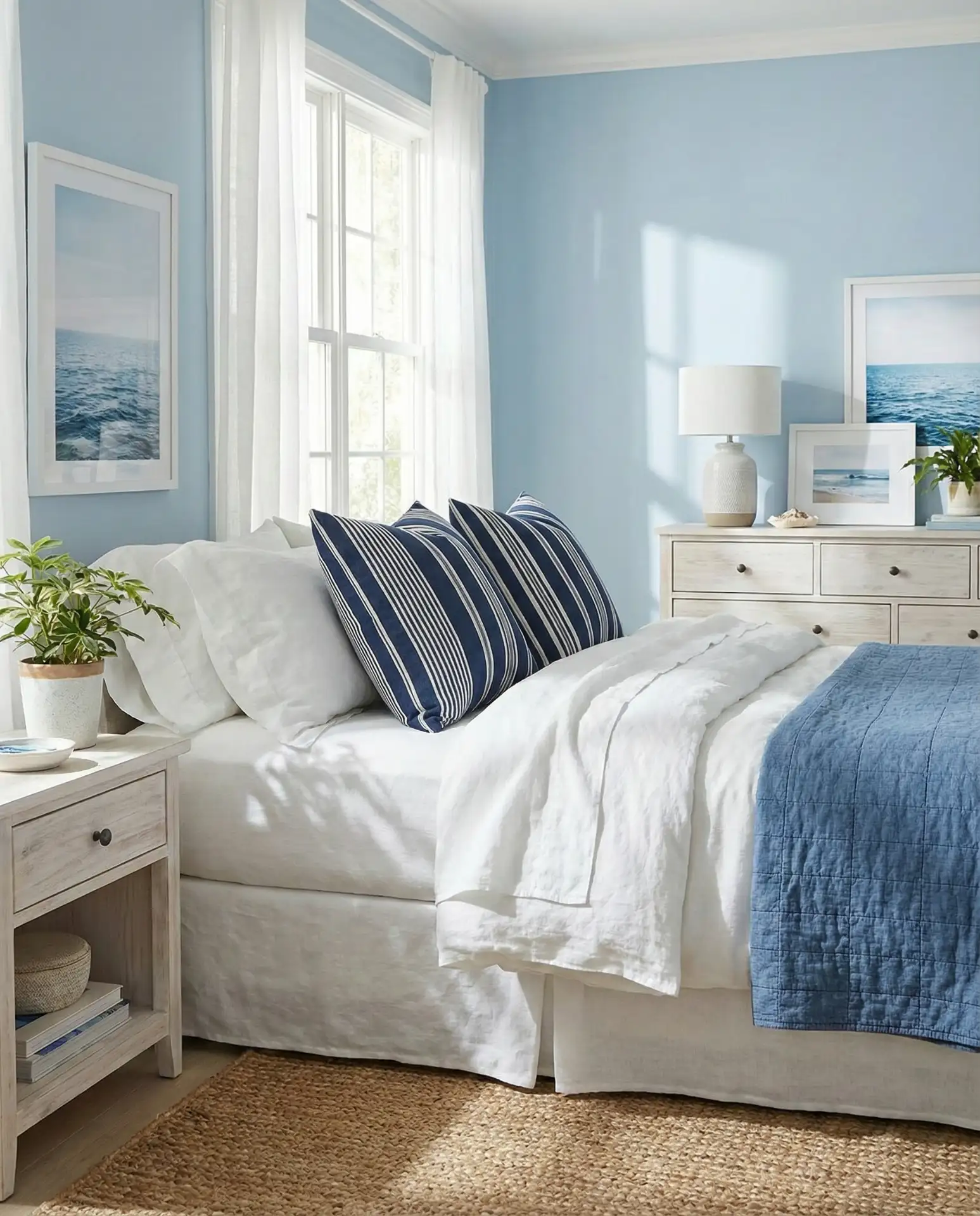 Blue Coastal Guest Room with Breezy Vibes 1