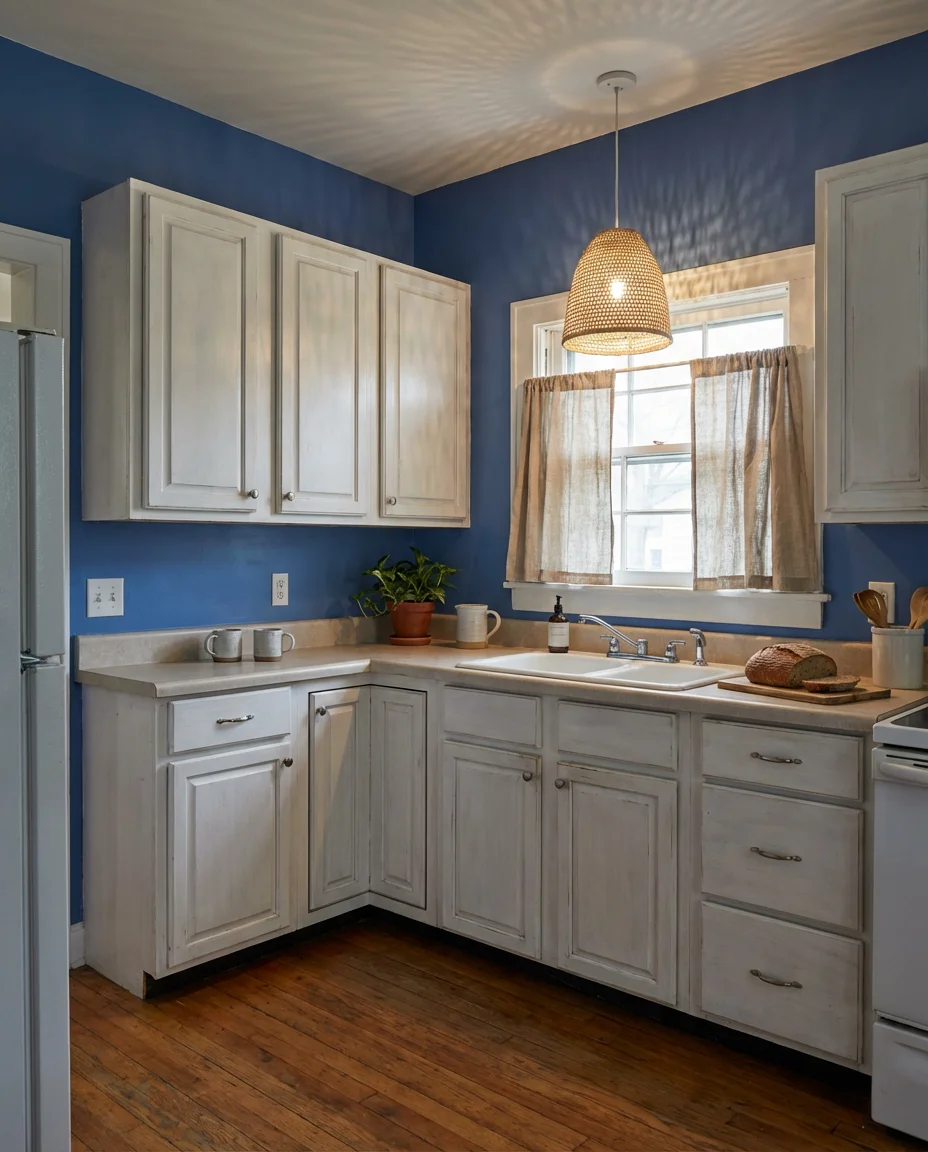 Blue Kitchen Walls with White Cabinets 2