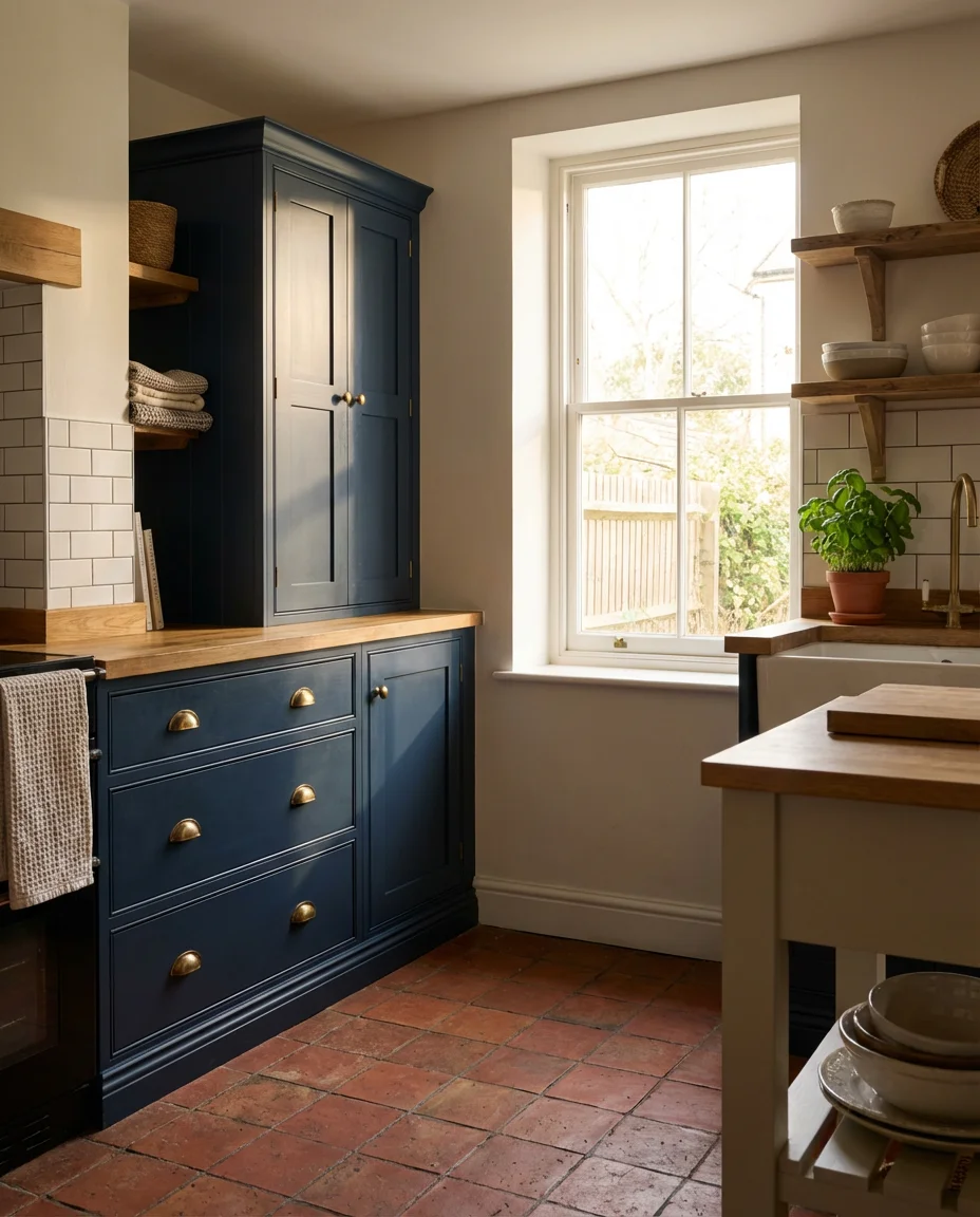 Blue Pantry Cabinet as a Kitchen Accent 1