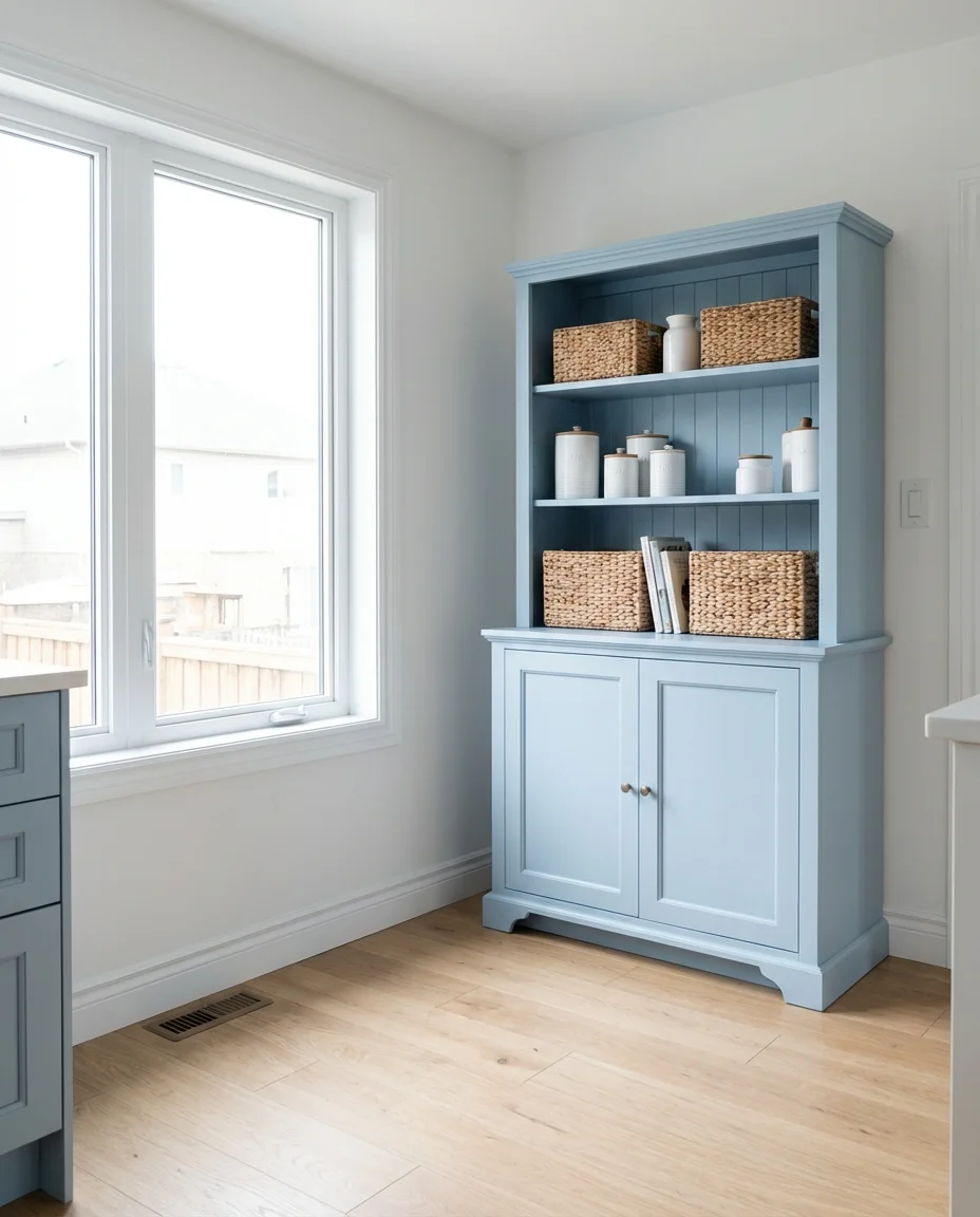 Blue Pantry Cabinet as a Kitchen Accent 2