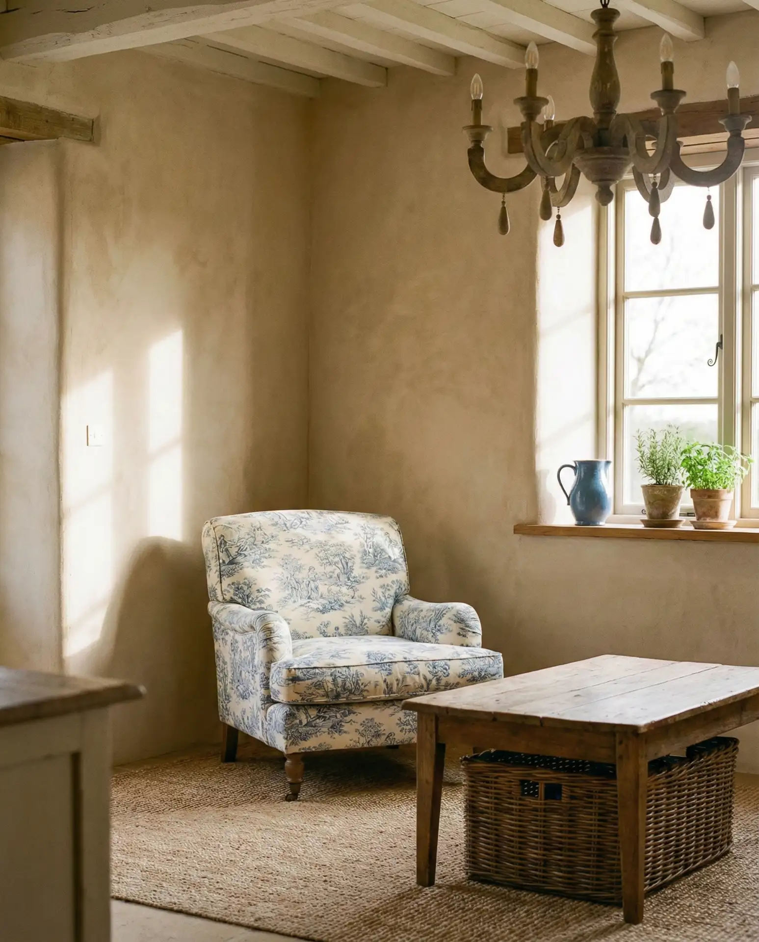 Blue and Beige French Country Living Room 1