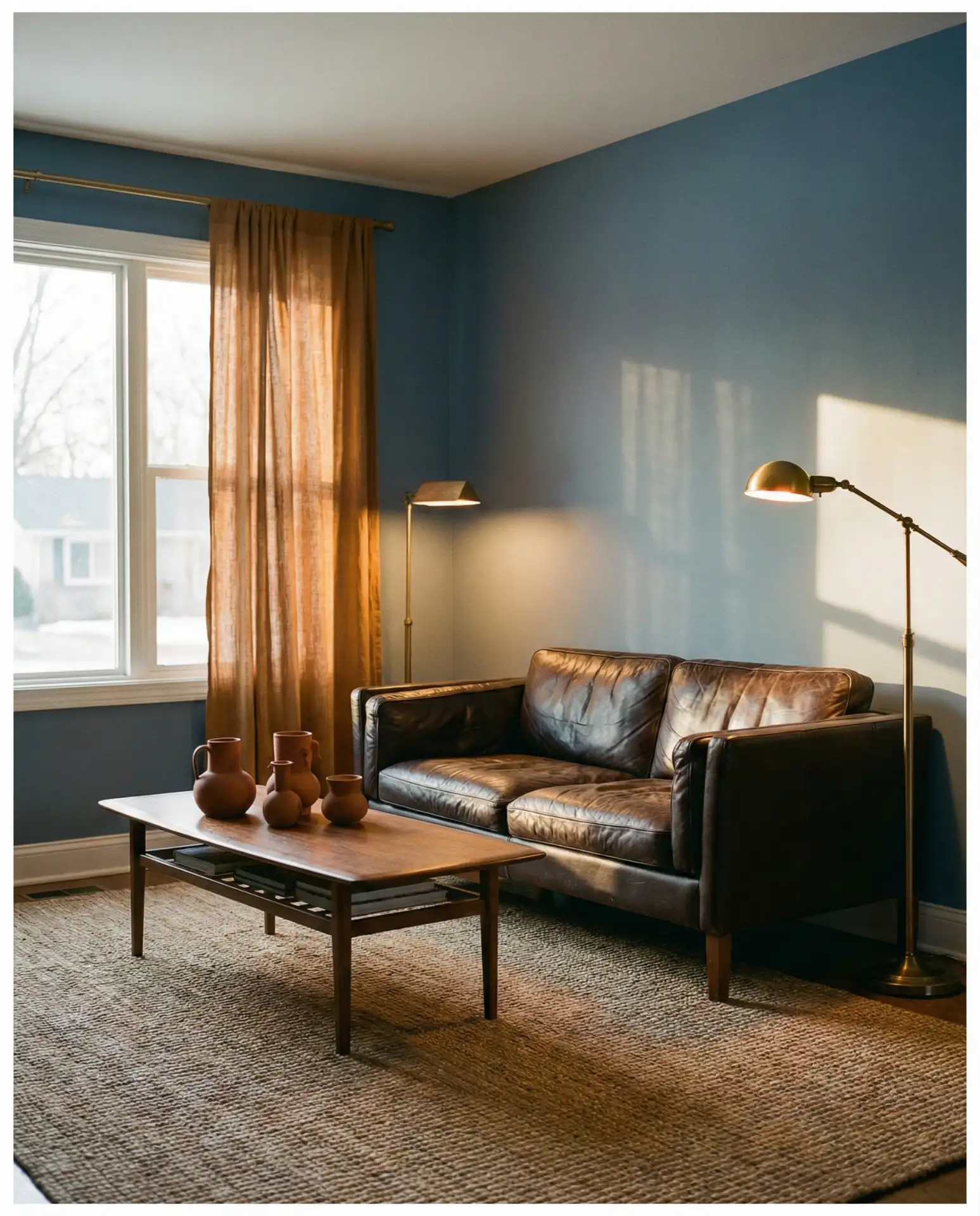 Blue and Brown Earthy Living Room 1