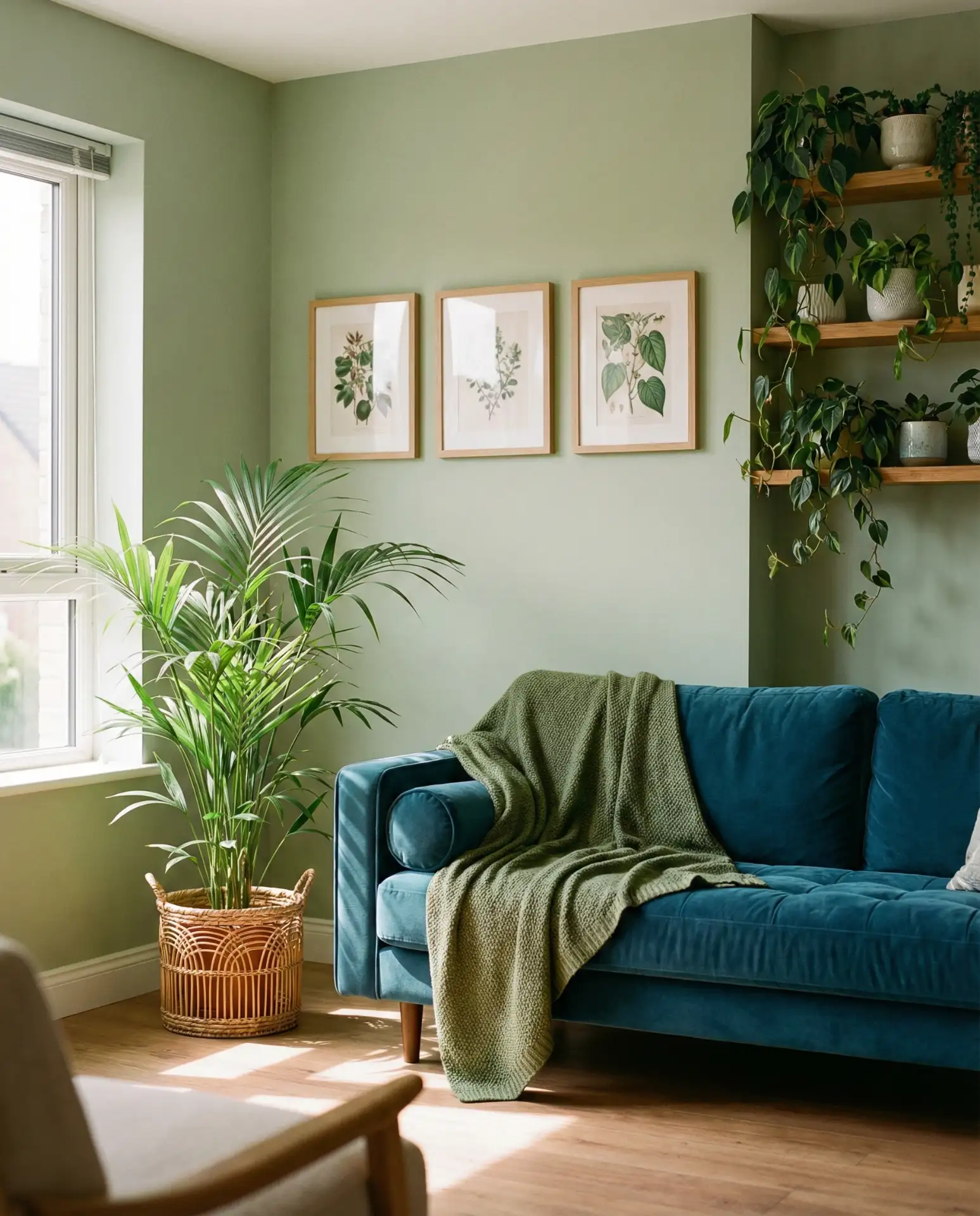 Blue and Green Botanical Living Room 1