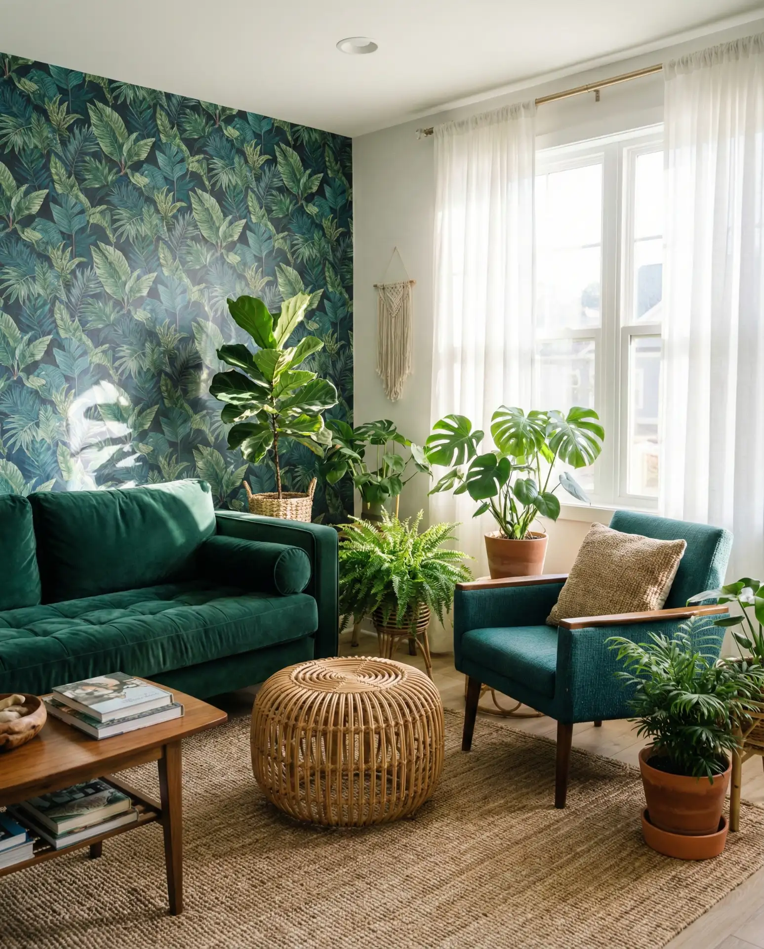 Blue and Green Botanical Living Room 2