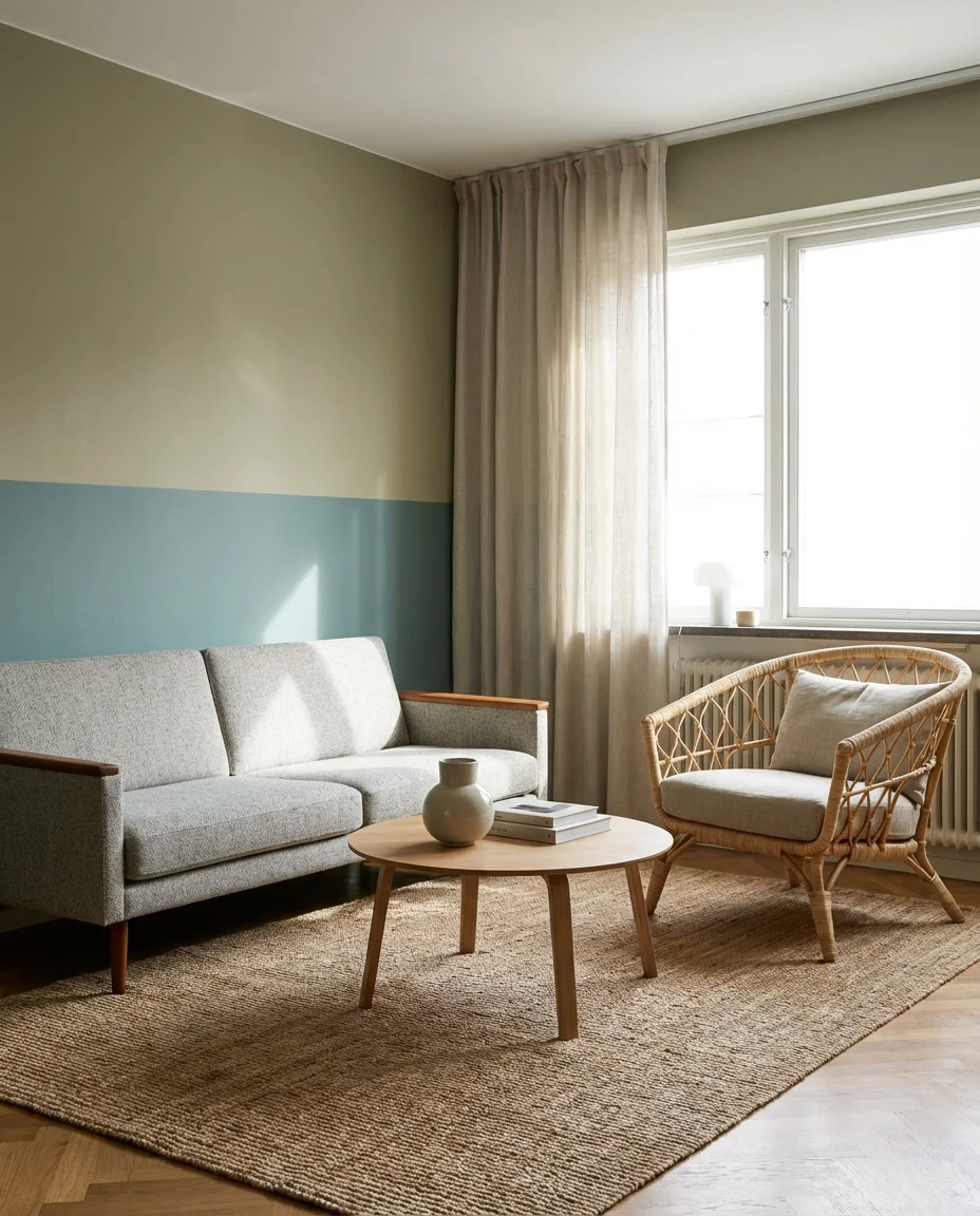 Blue and Green Color Blocked Living Room 1